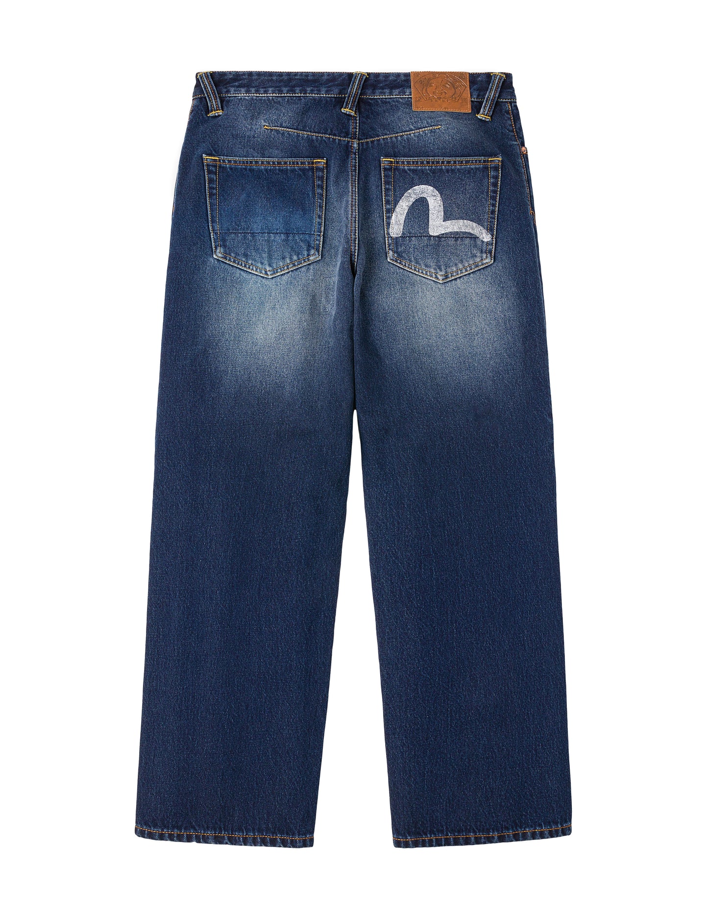 Hand-Drawn Seagull Print 3D Fit Jeans