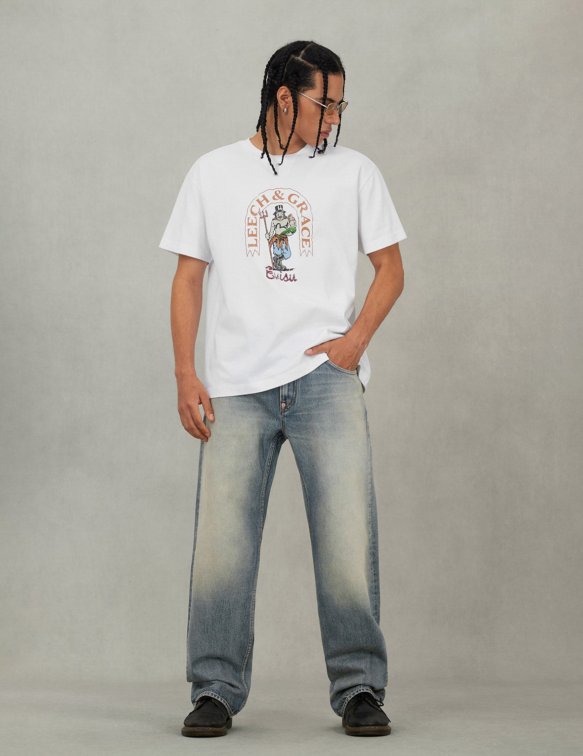 Distressed Seagull Print Regular Fit Denim Jeans