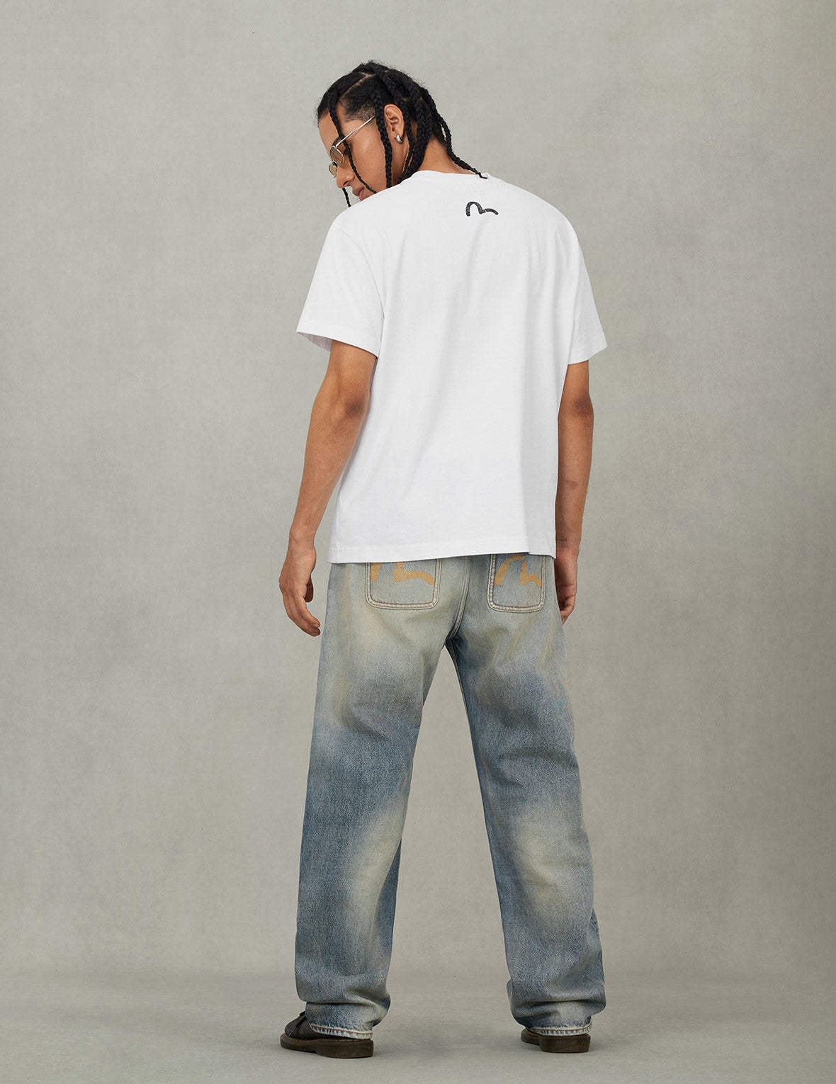 Distressed Seagull Print Regular Fit Denim Jeans