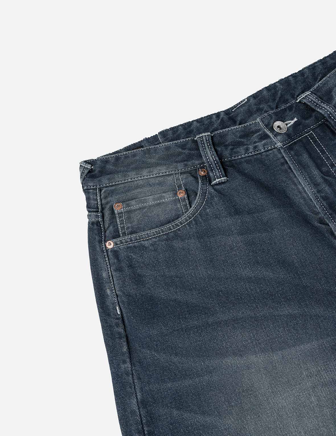 Distressed Seagull Print with Irregular Patches Loose Fit Denim Jeans