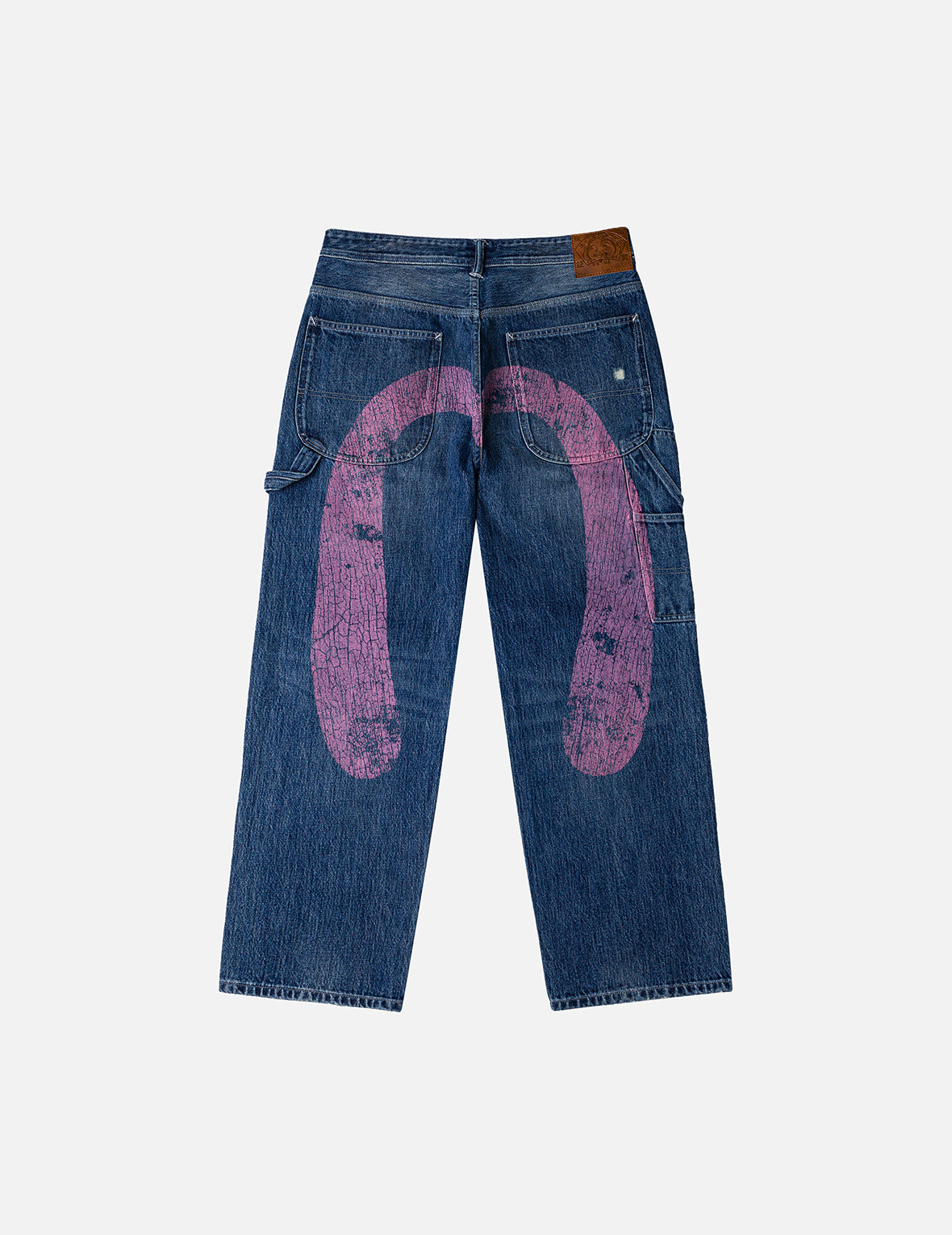 Washed and Distressed Daicock Print Relax Fit Jeans