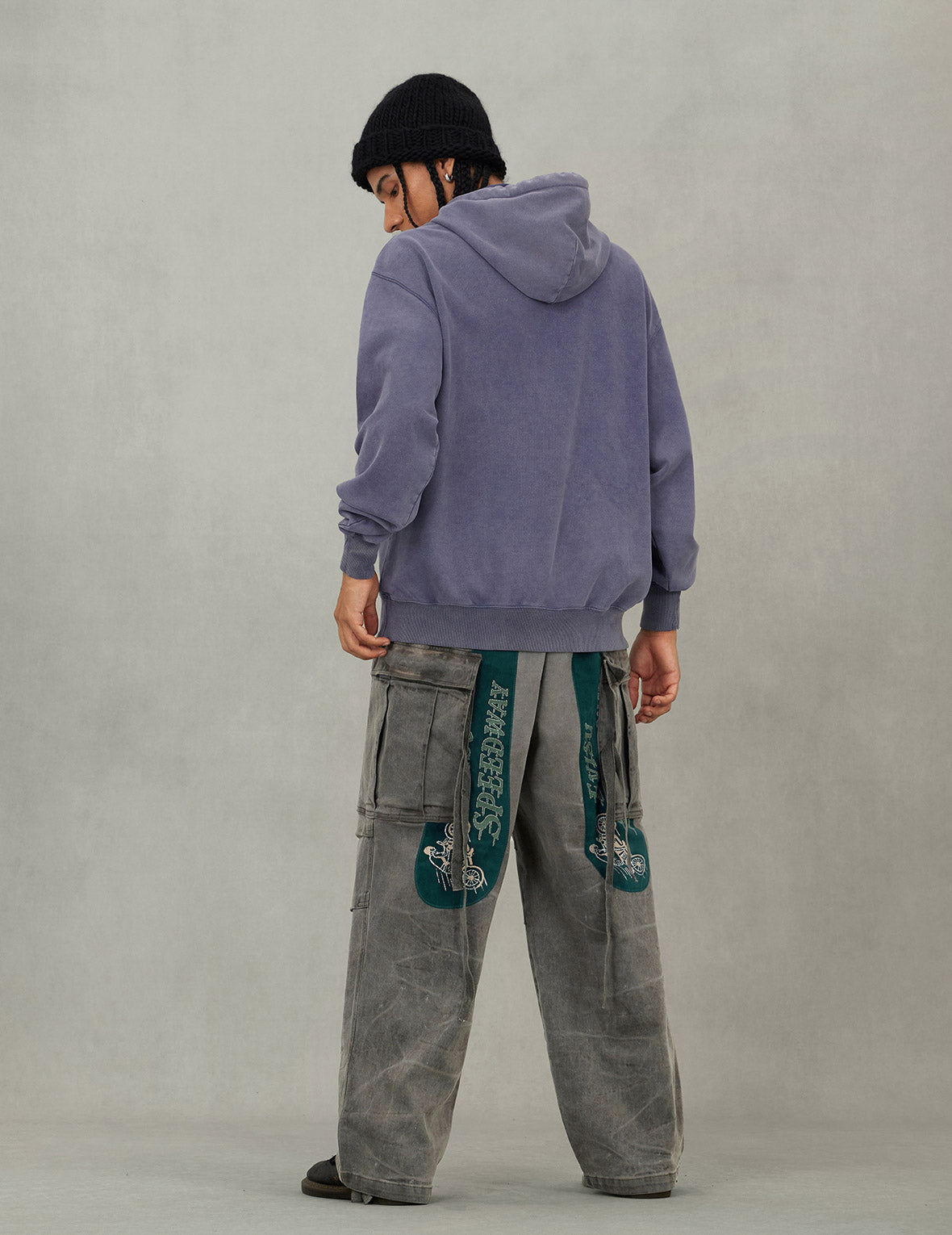 Washed Daicock Embroidery Wide-leg Cargo Jeans