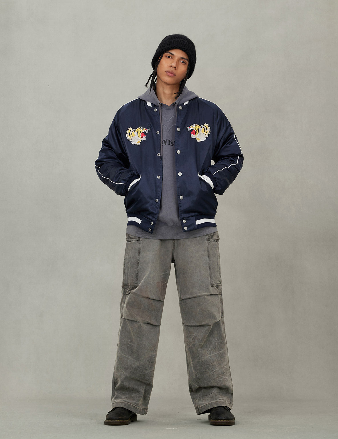 EVISU 檔案刺繡常規版型夾棉橫須賀外套