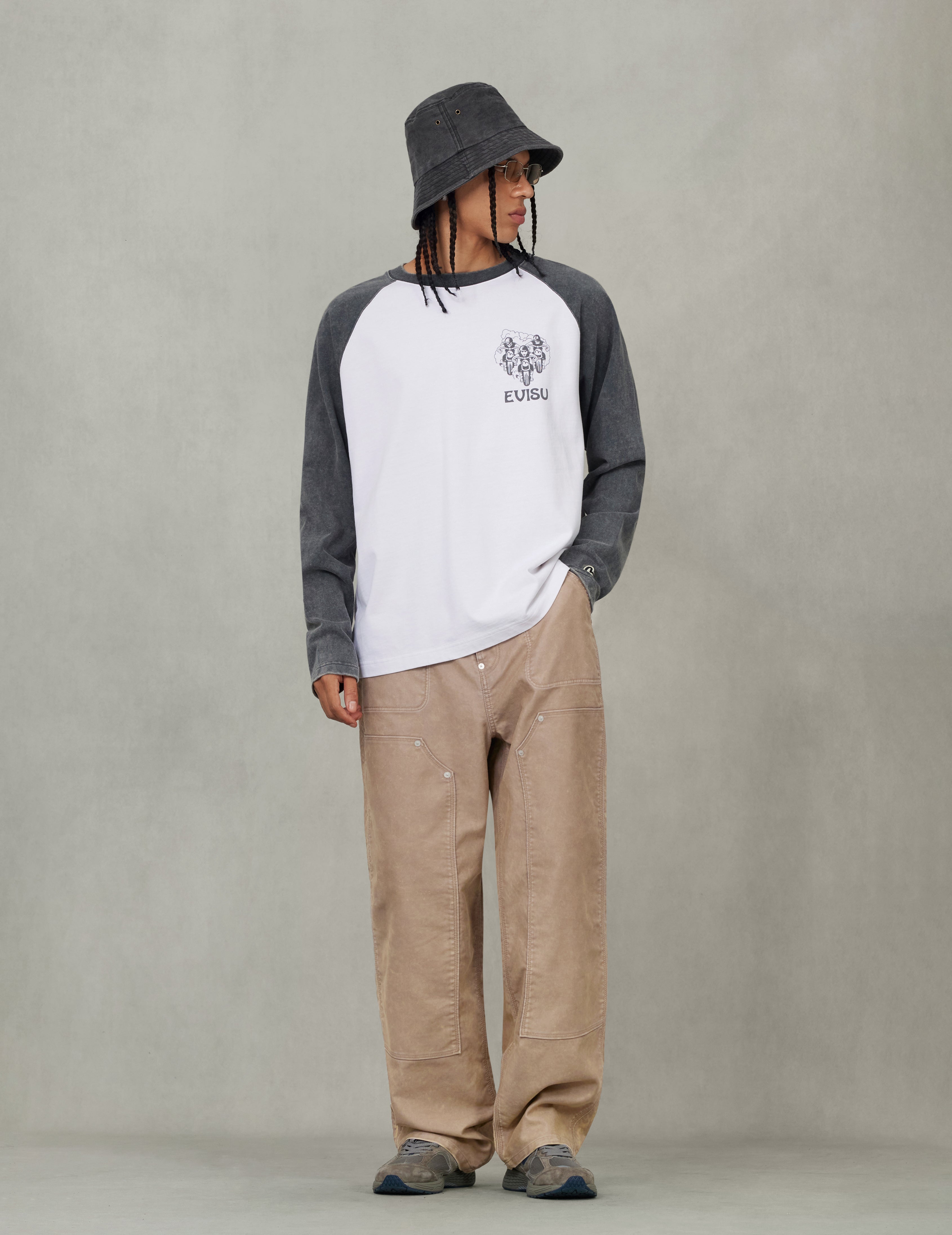 Seagull Print and Multi-Pocket Regular Fit Cargo Pants