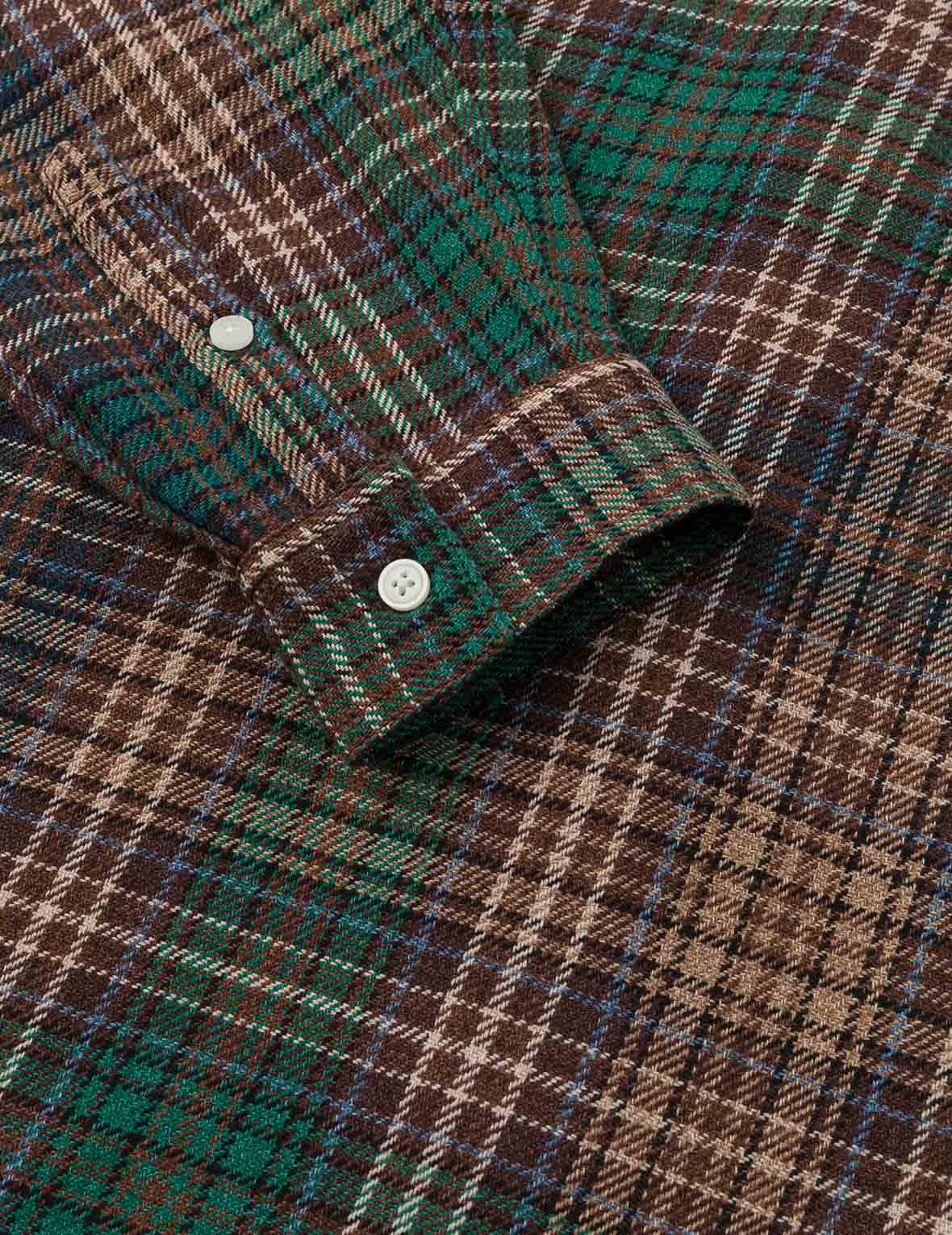 海鷗印花常規版型法蘭絨格紋襯衫