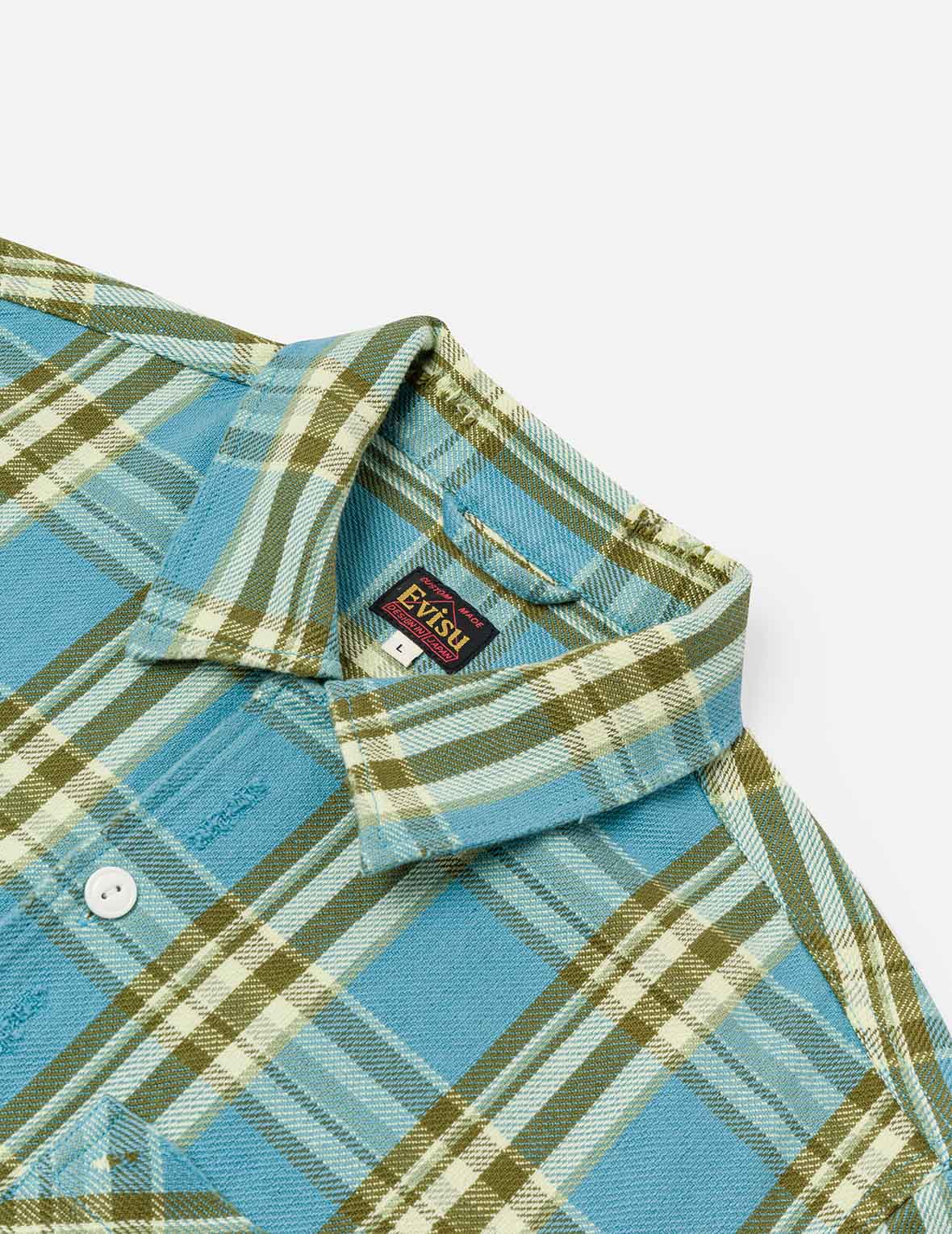 Seagull Print Relax Fit Plaid Flannel Shirt