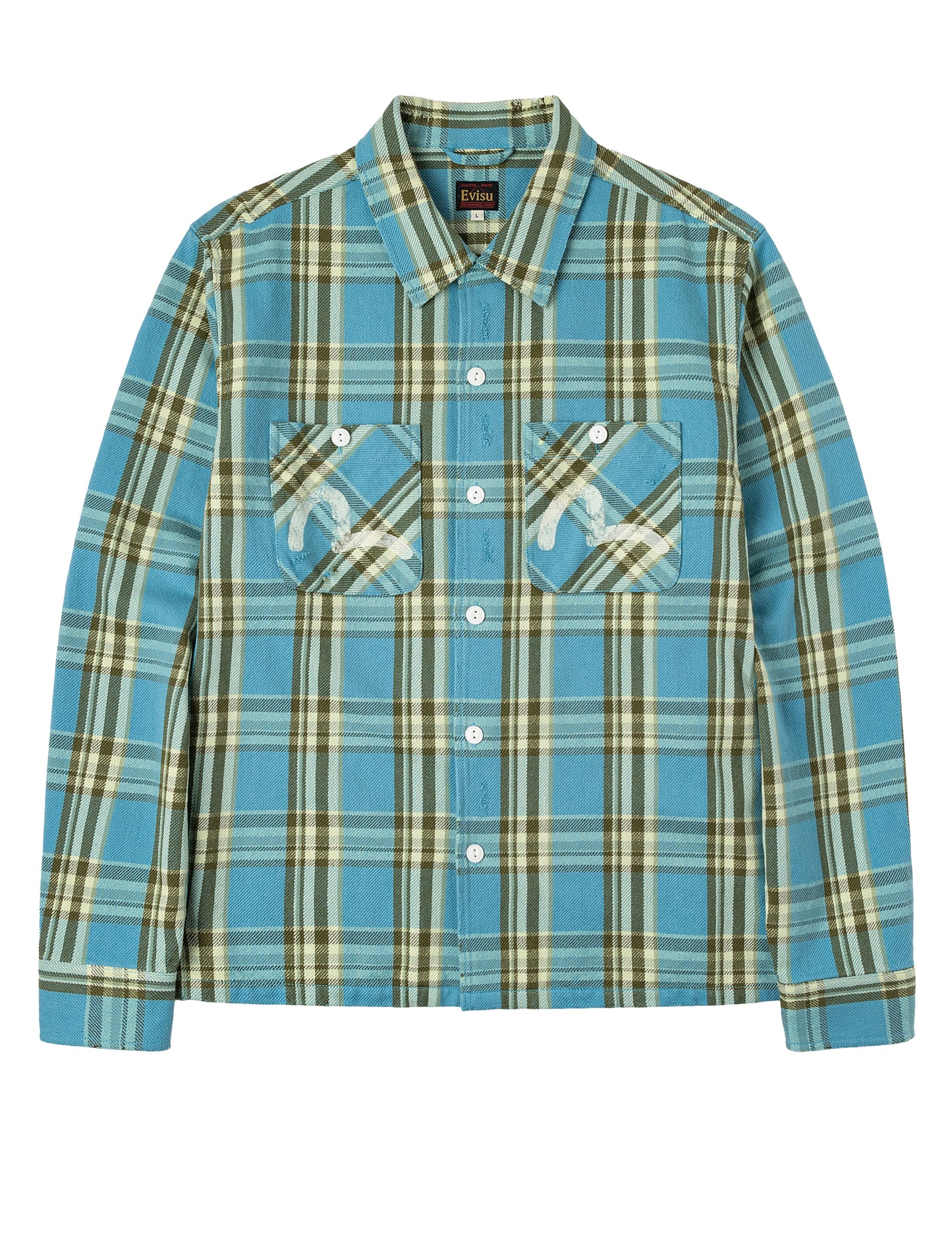Seagull Print Relax Fit Plaid Flannel Shirt