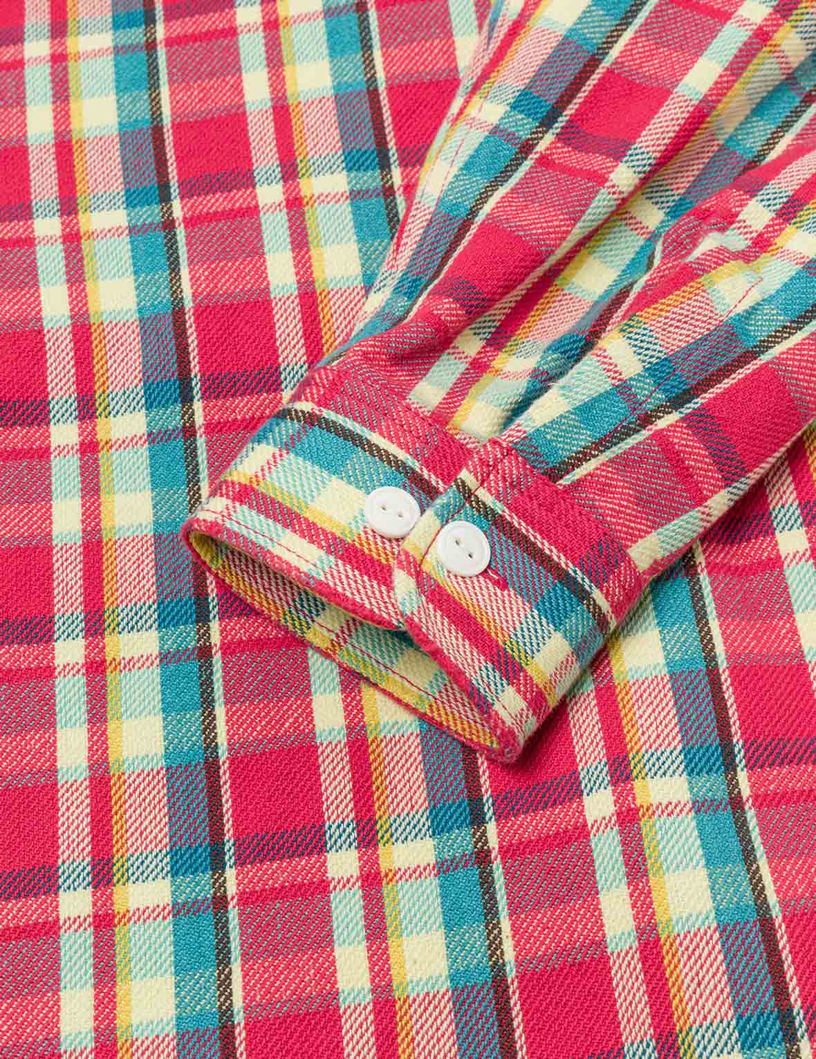 Seagull Print Relax Fit Plaid Flannel Shirt