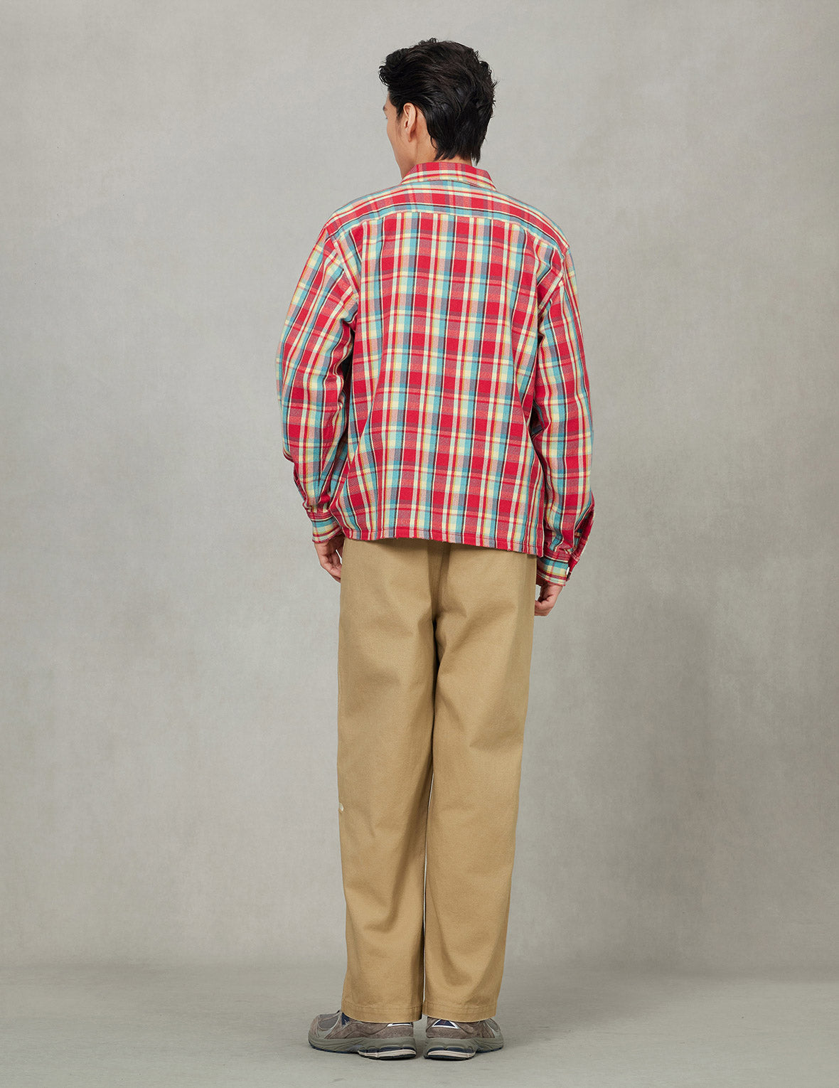 Seagull Print Relax Fit Plaid Flannel Shirt