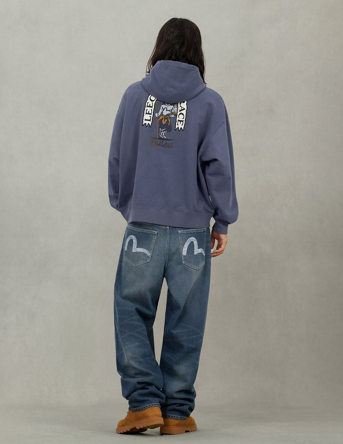 American Ebisu and Seagull Print Relax Fit Hoodie