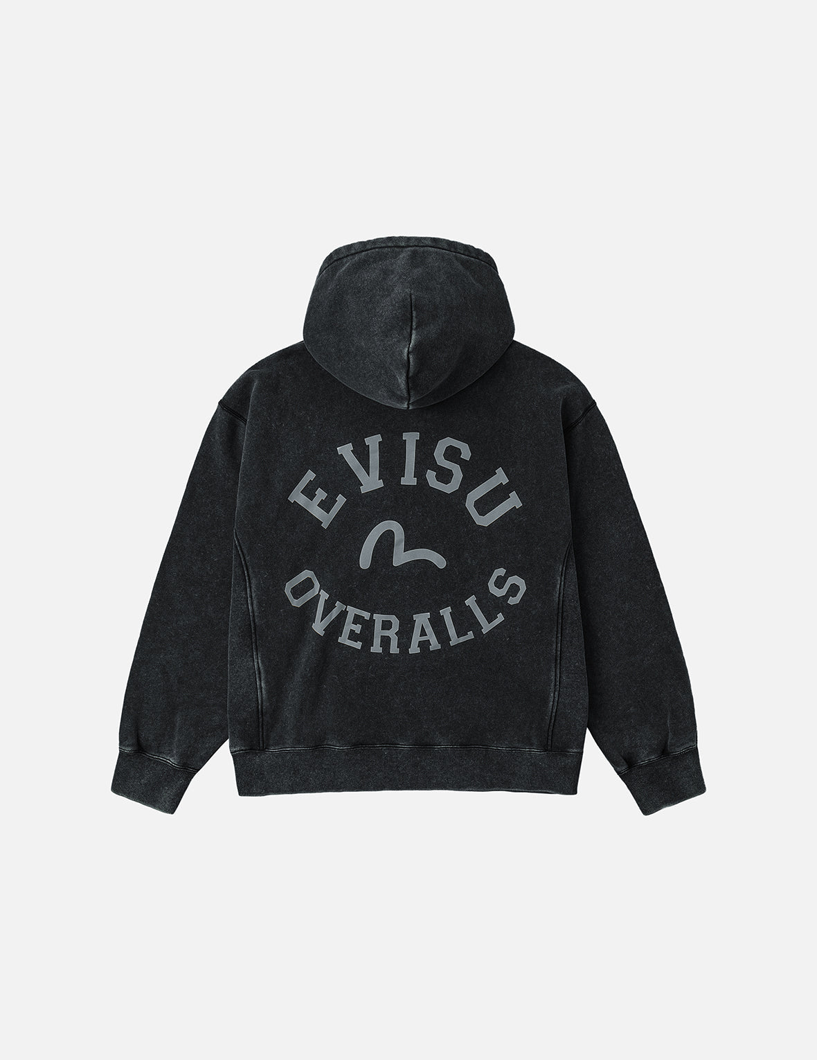 Washed Seagull and Logo Print Relax Fit Hoodie