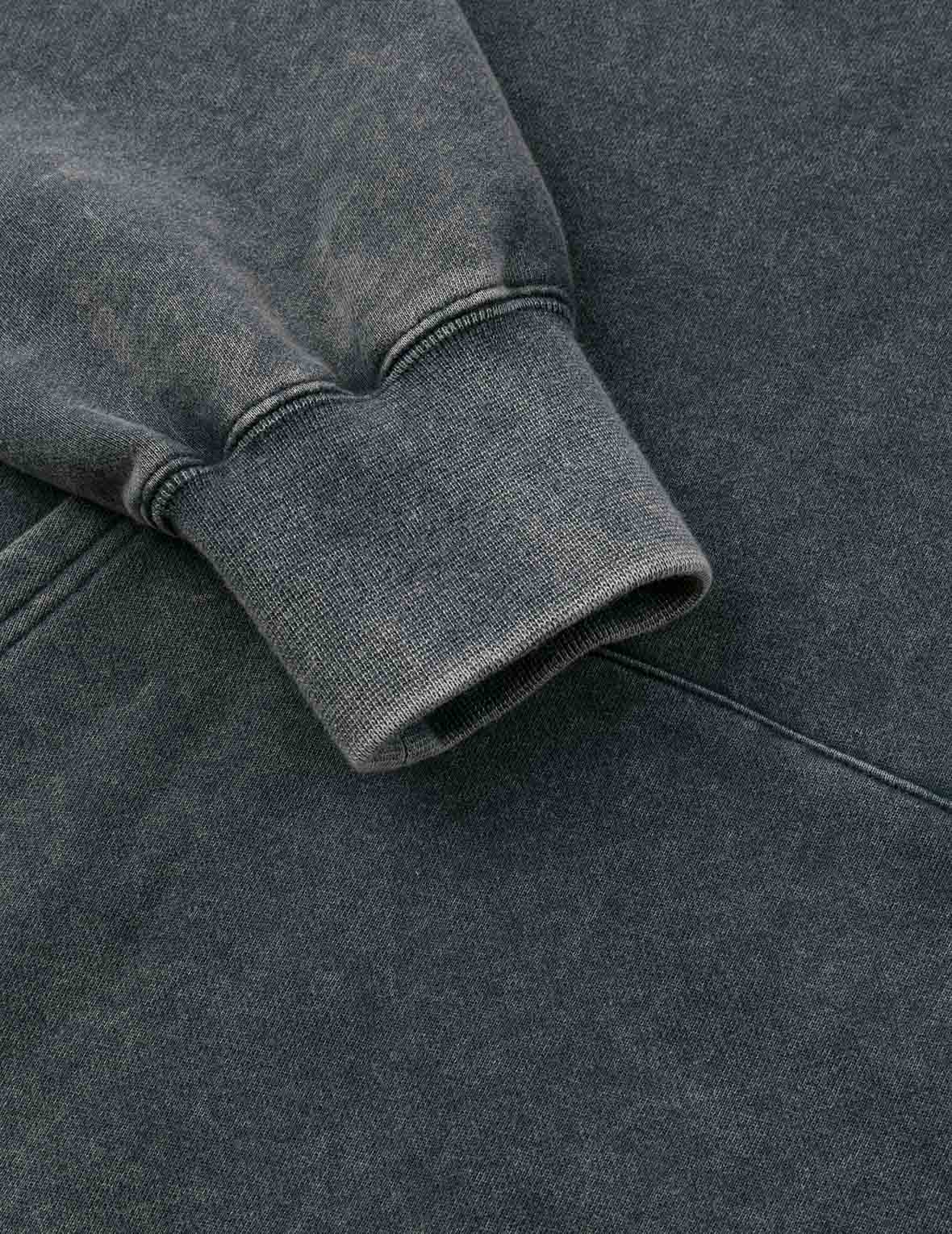 Washed Seagull and Logo Print Relax Fit Hoodie