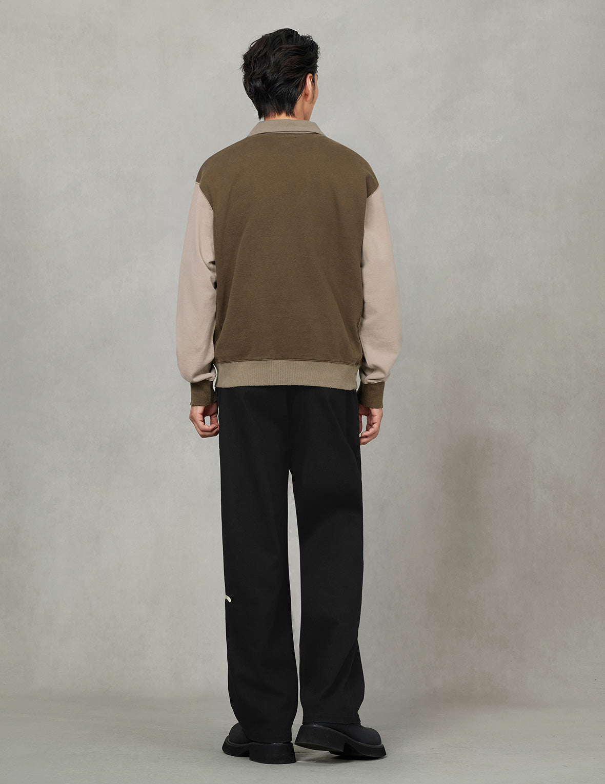 商標貼布常規版型半拉鍊拼色衛衣