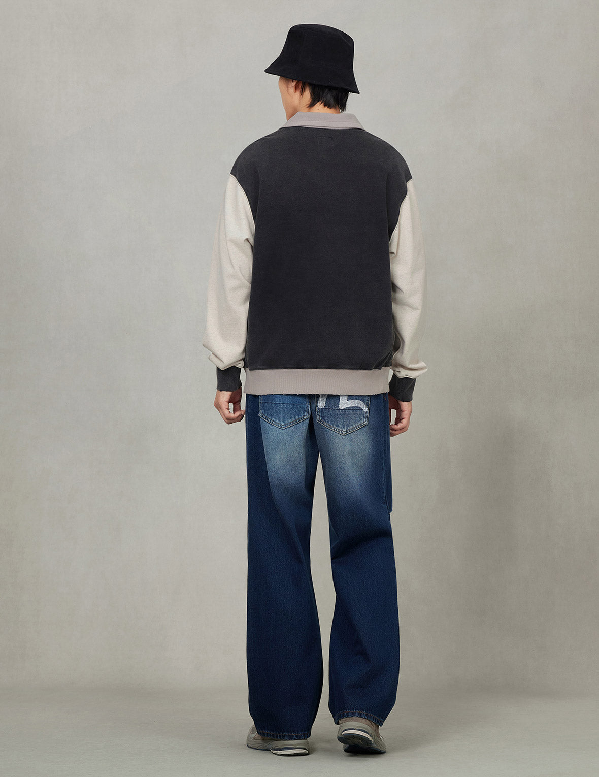 商標貼布常規版型半拉鍊拼色衛衣