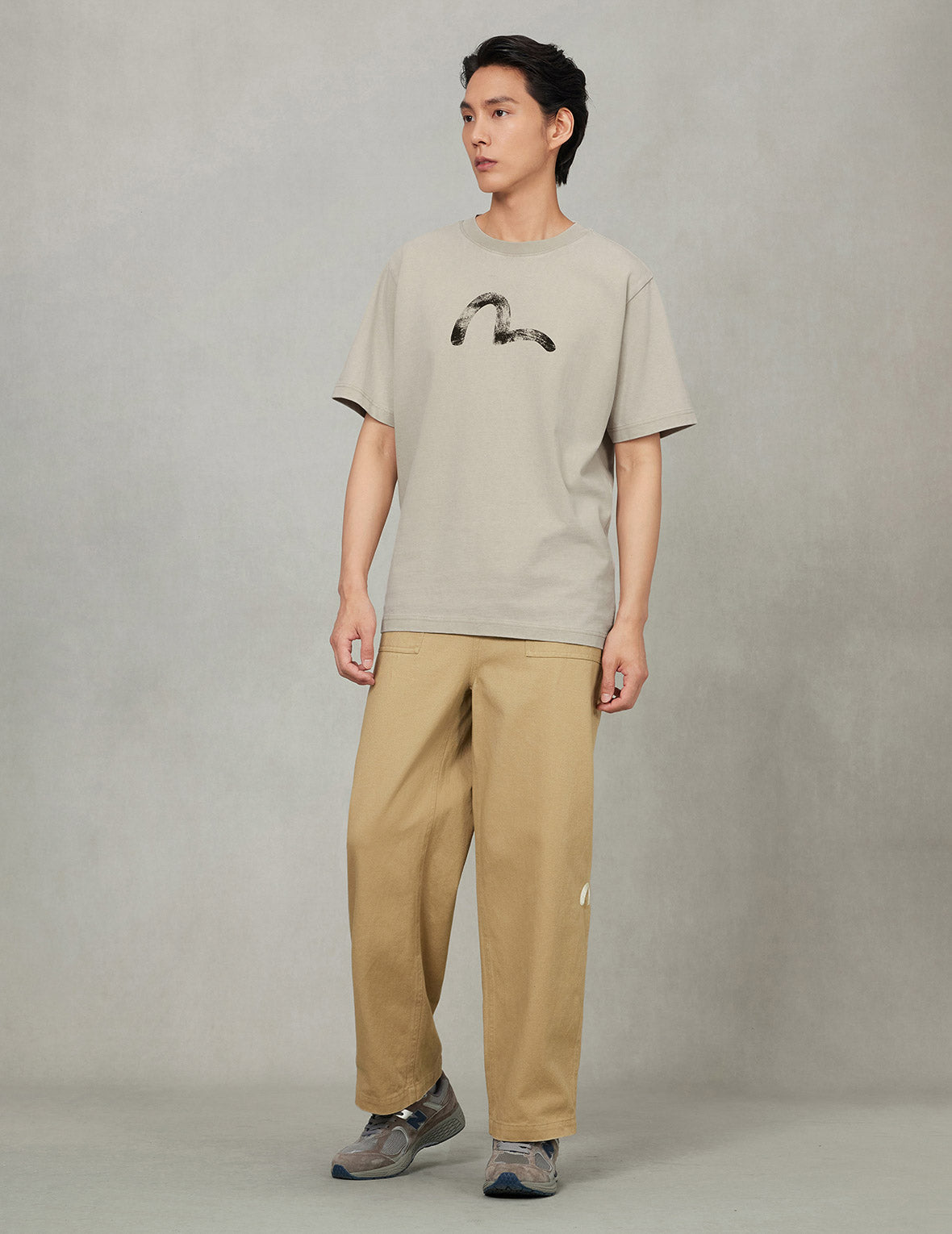 Hand-Drawn Seagull Print Relax Fit T-Shirt