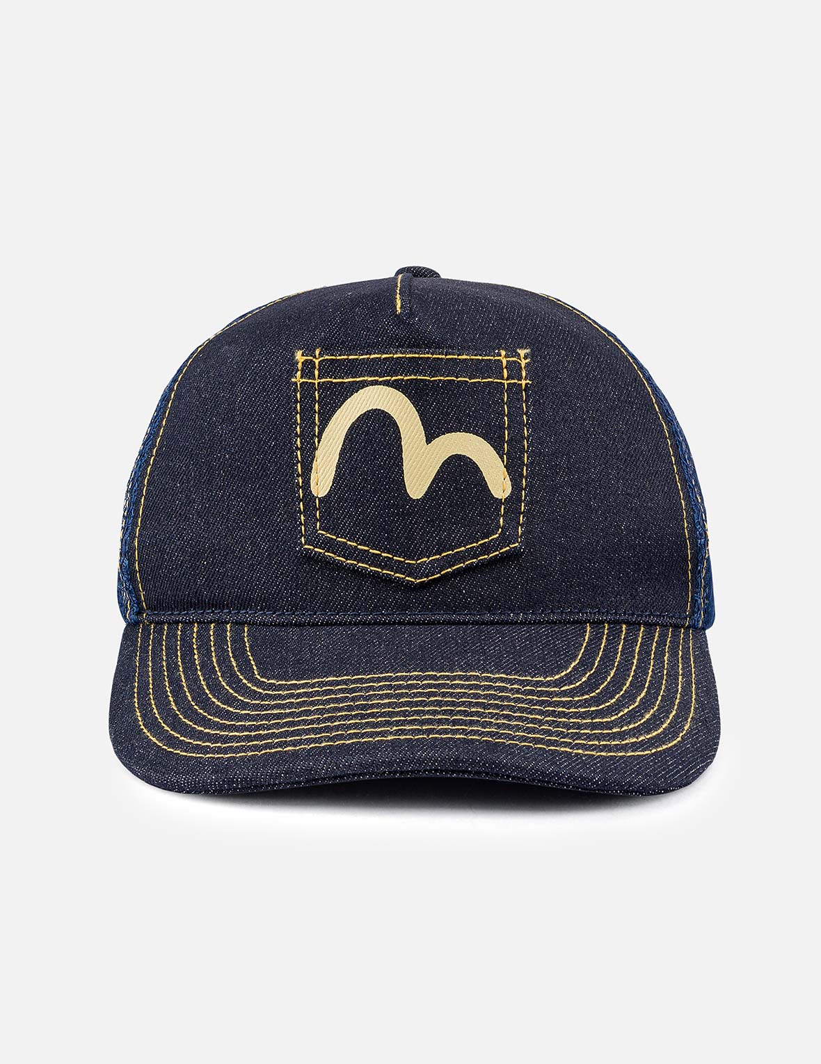 Seagull Print Pocket Denim Tucker Hat