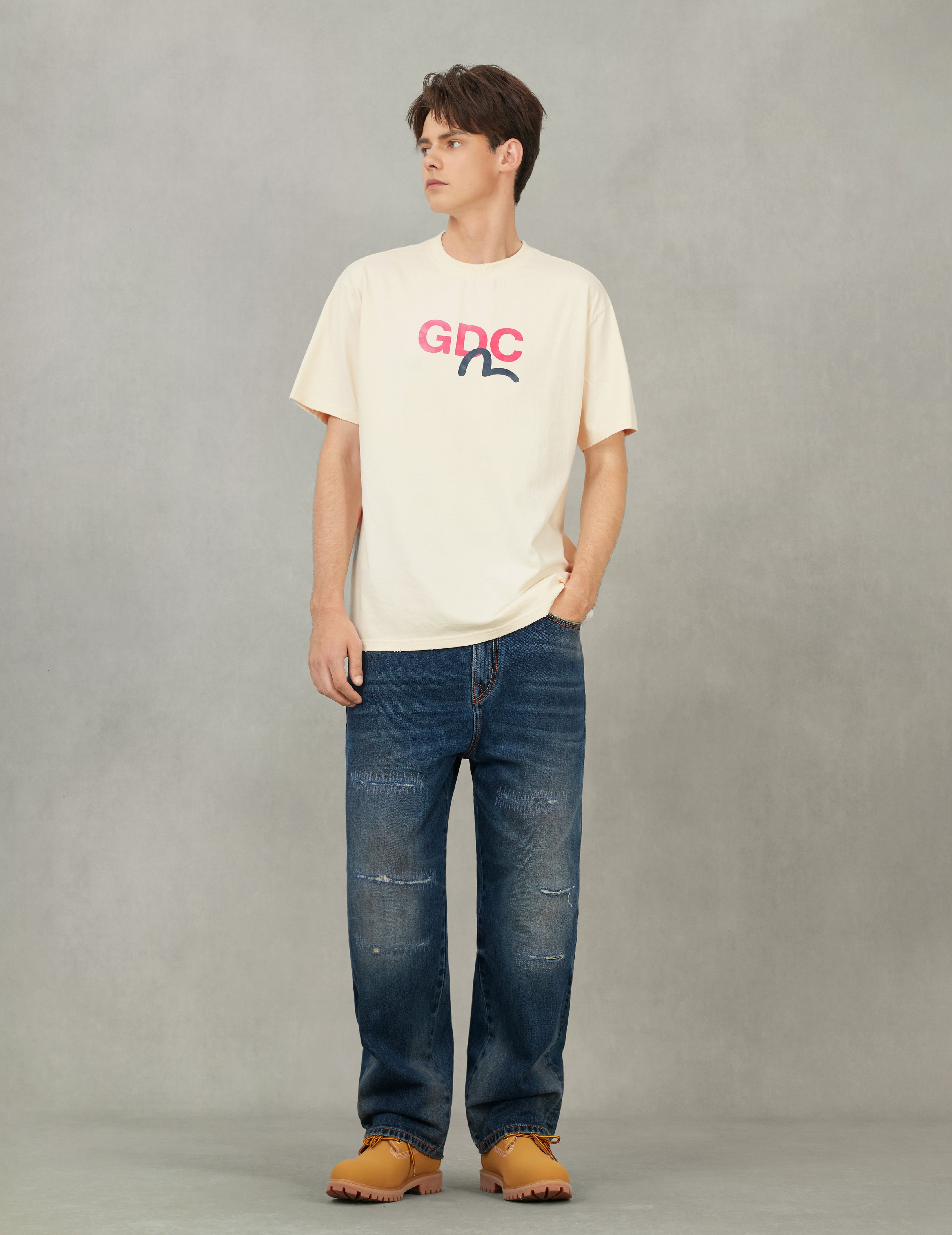 EVISU X GDC 髒洗寬版休閒T恤