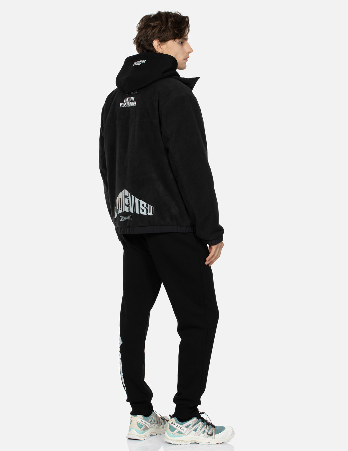 多重圖案印花常規版型毛絨夾克