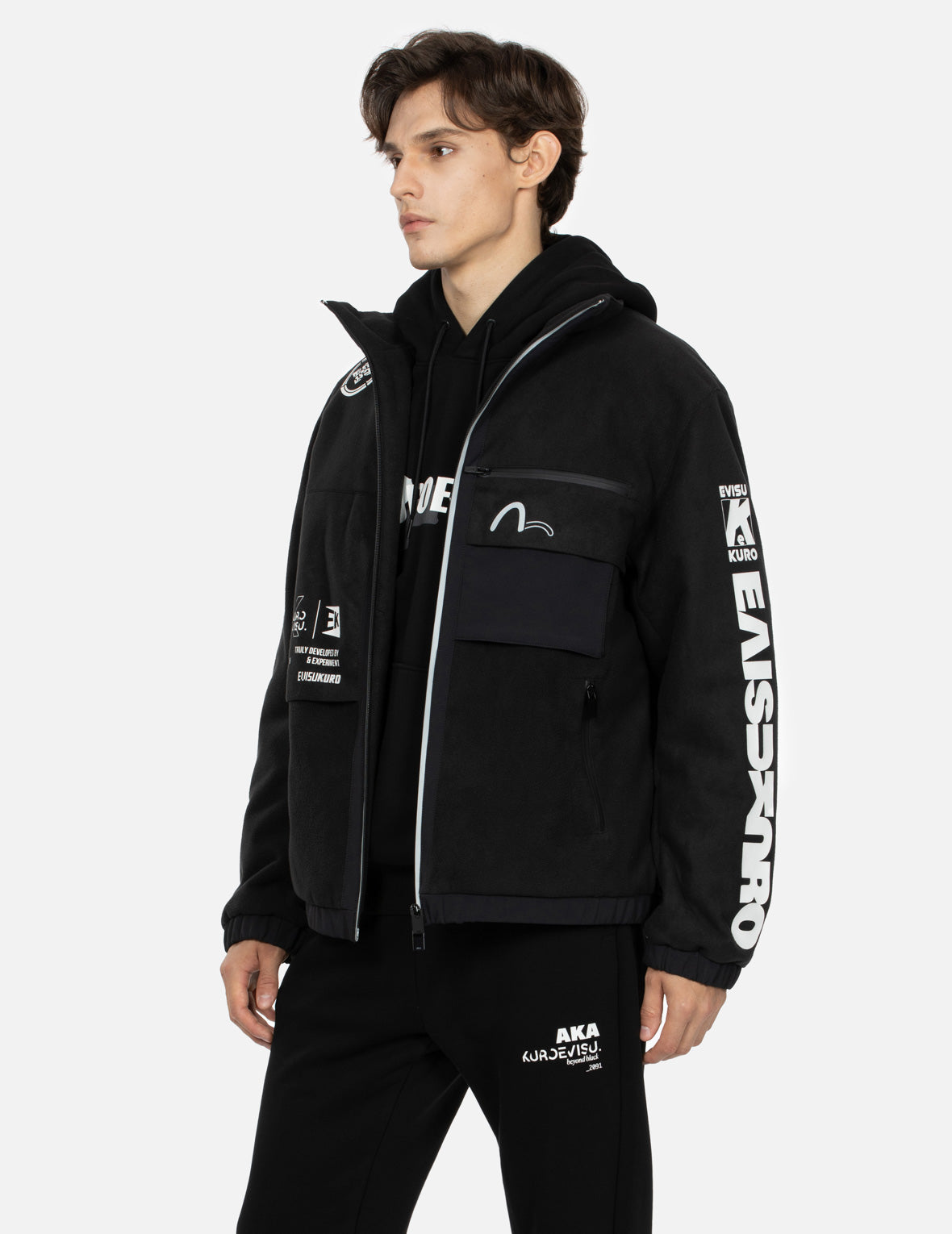 多重圖案印花常規版型毛絨夾克