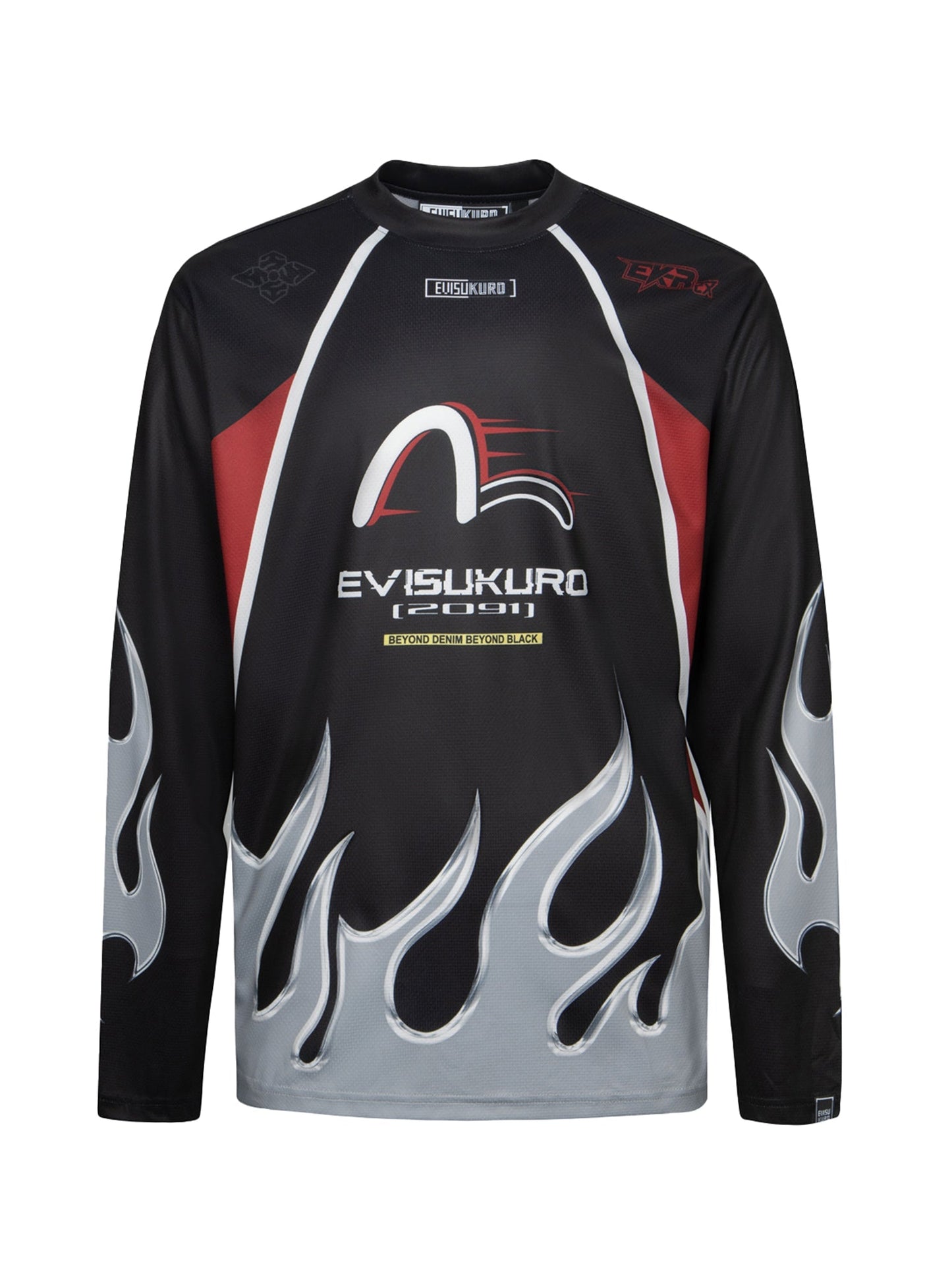 Chrome Fire and Multi-Logo Regular Fit Long-Sleeve Racing T-Shirt