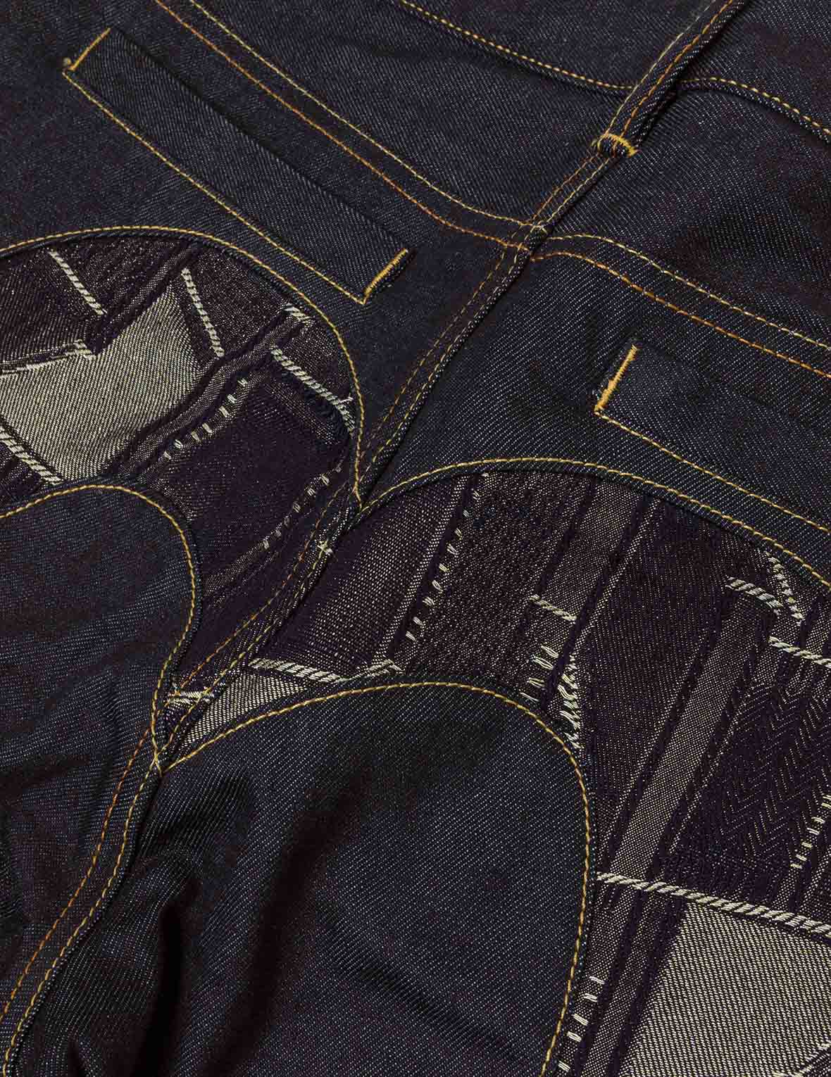 Patchwork Daicock Insert and Wheel Of Wisdom Embroidery Taper Fit Jeans #2017