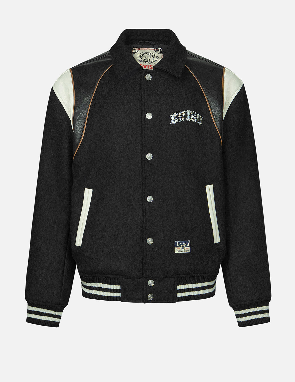 Logo and Seagull Applique Relax Fit Baseball Jacket