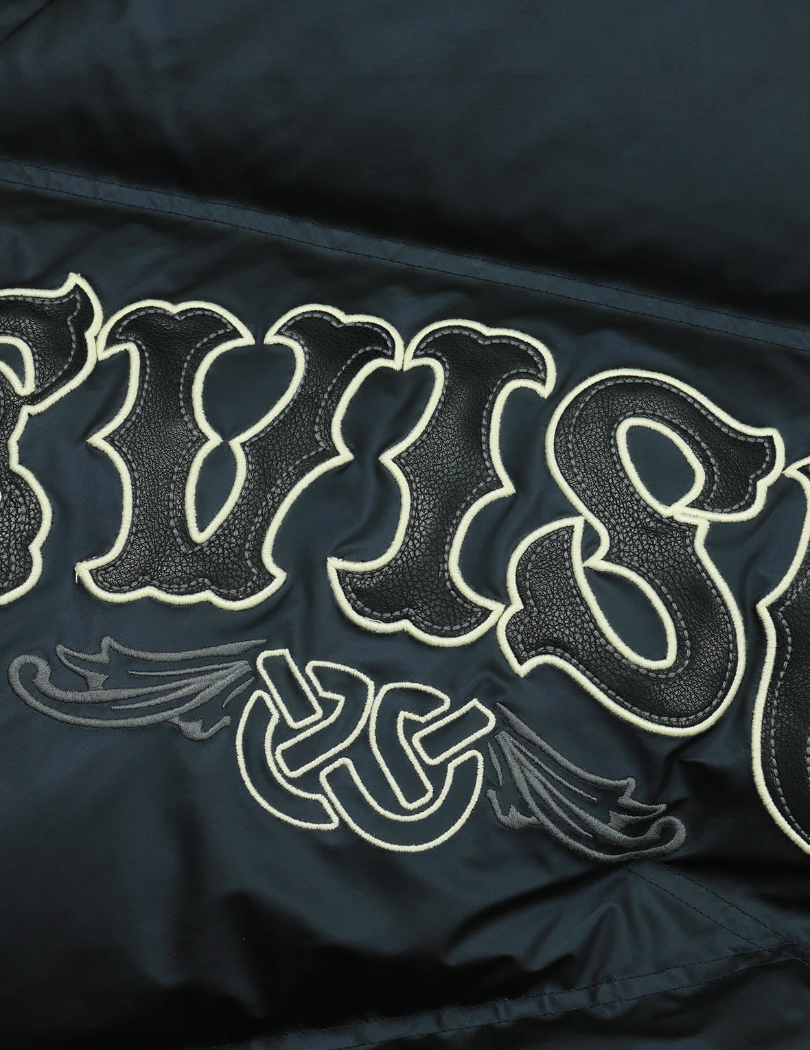 Logos and "Wheel of Wisdom" Embroidery Fashion Fit Down Jacket