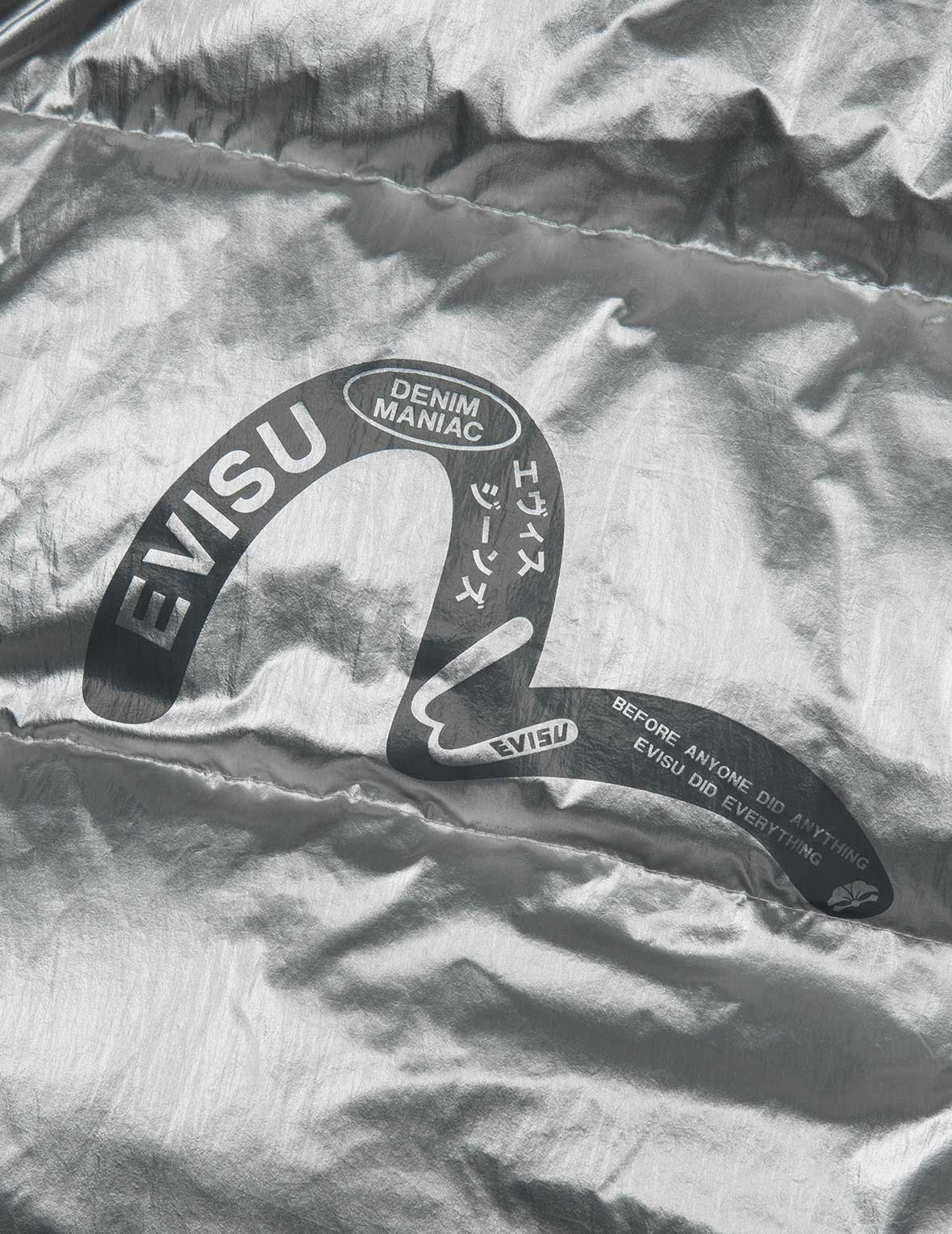 商標及家花印花寬版飛行員羽絨外套(可拆卸連帽)