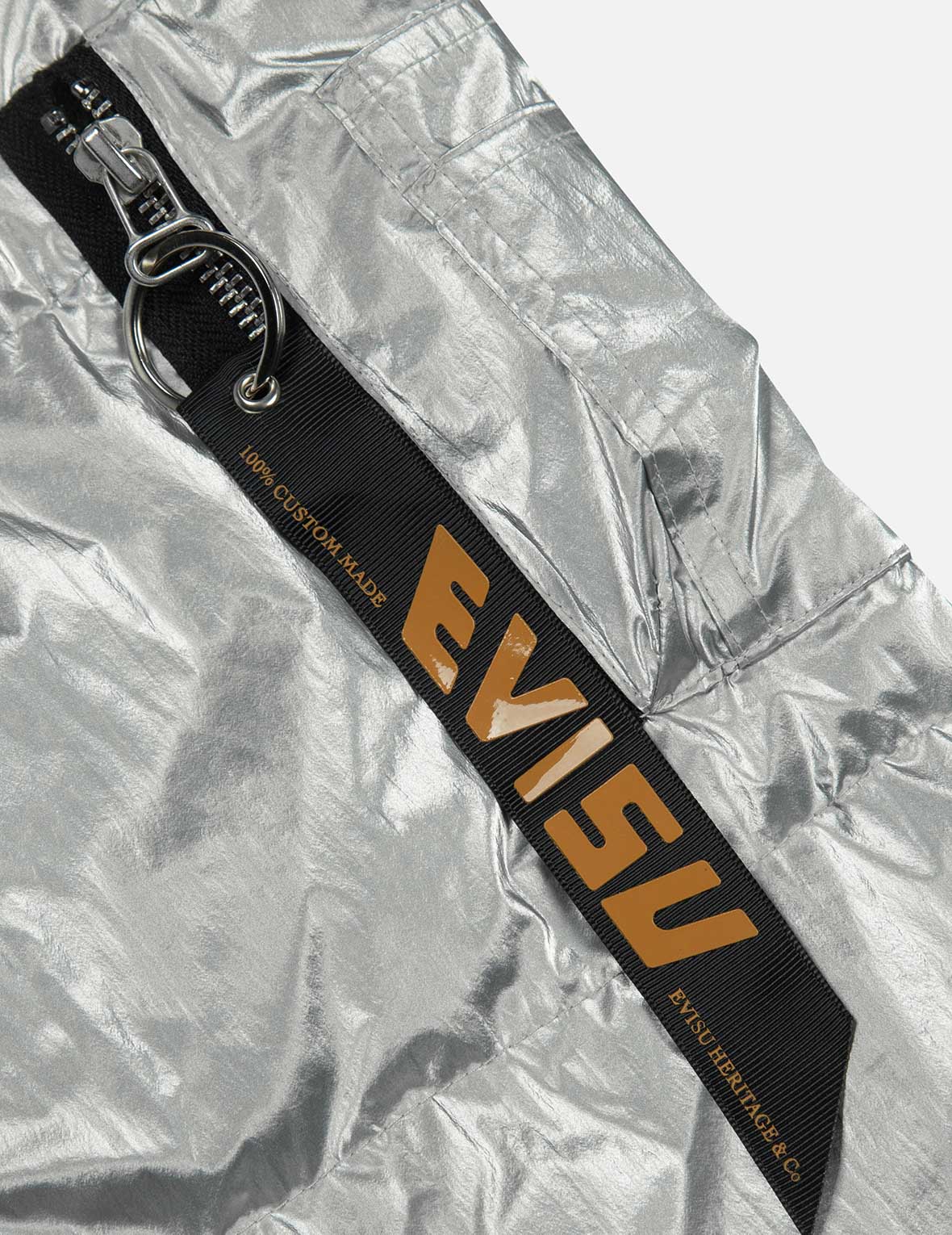 商標及家花印花寬版飛行員羽絨外套(可拆卸連帽)