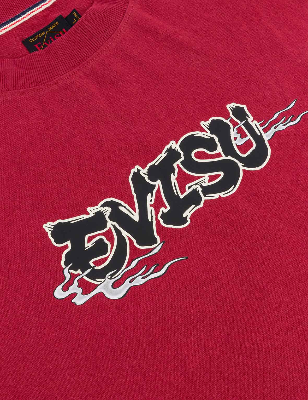 Logo and Ninja Daruma Daicock Print Loose Fit T-shirt