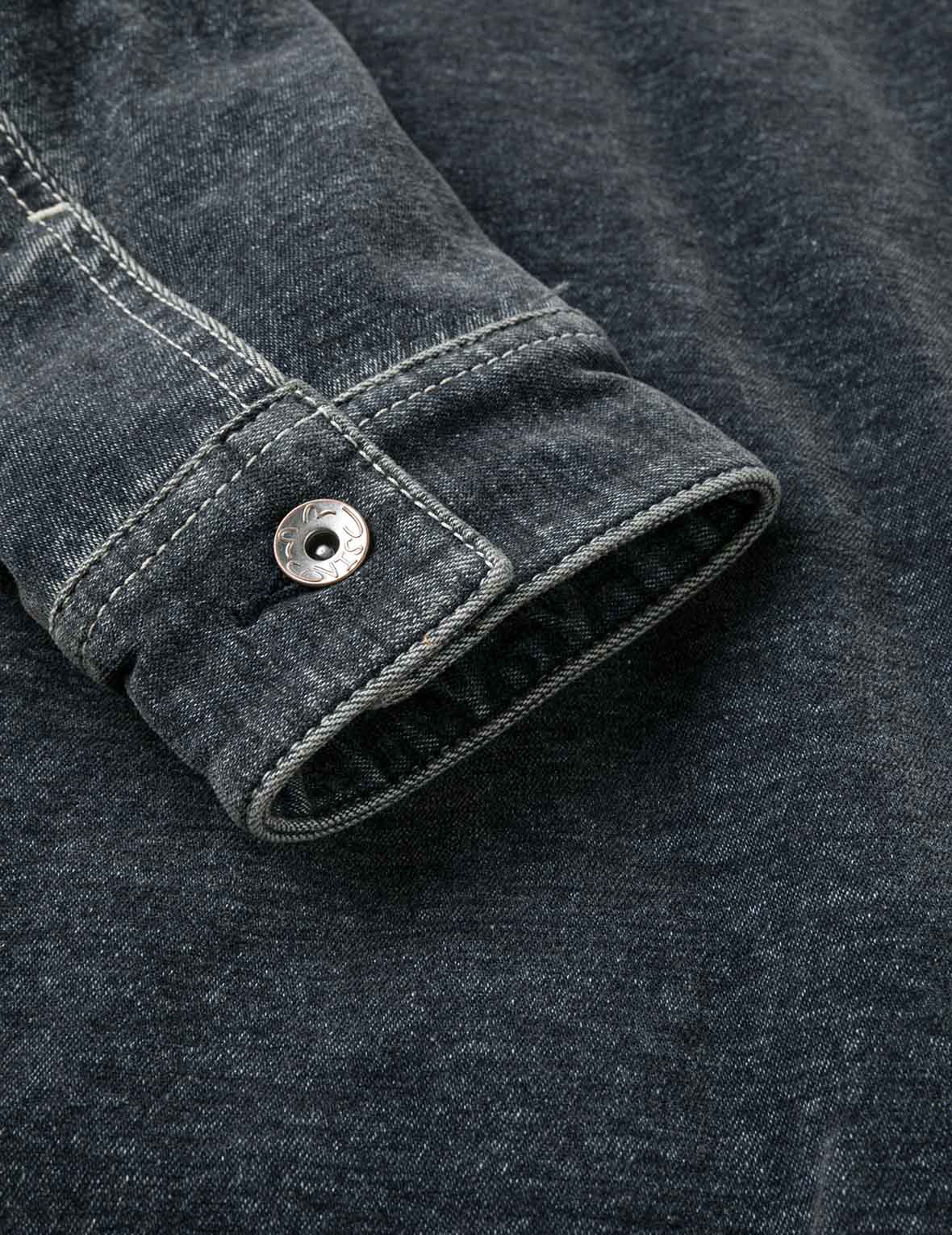 Emboss Rivet Seagull Relax Fit Washed Denim Jacket
