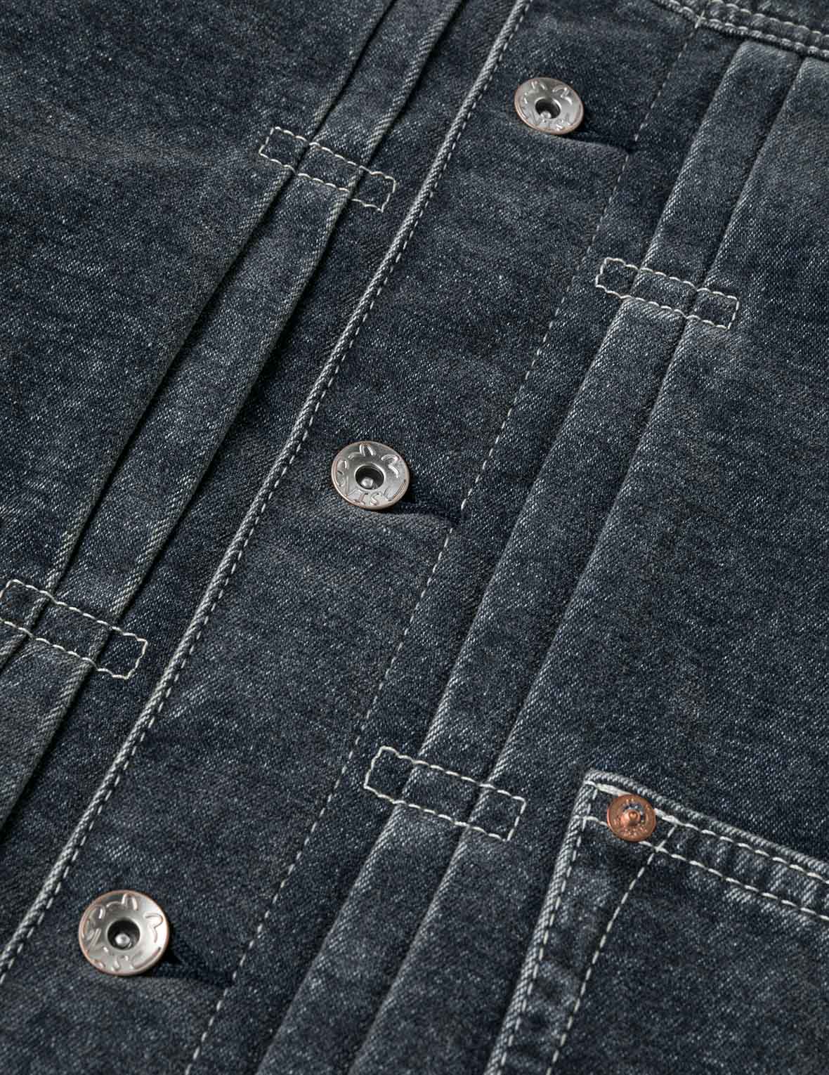 Emboss Rivet Seagull Relax Fit Washed Denim Jacket