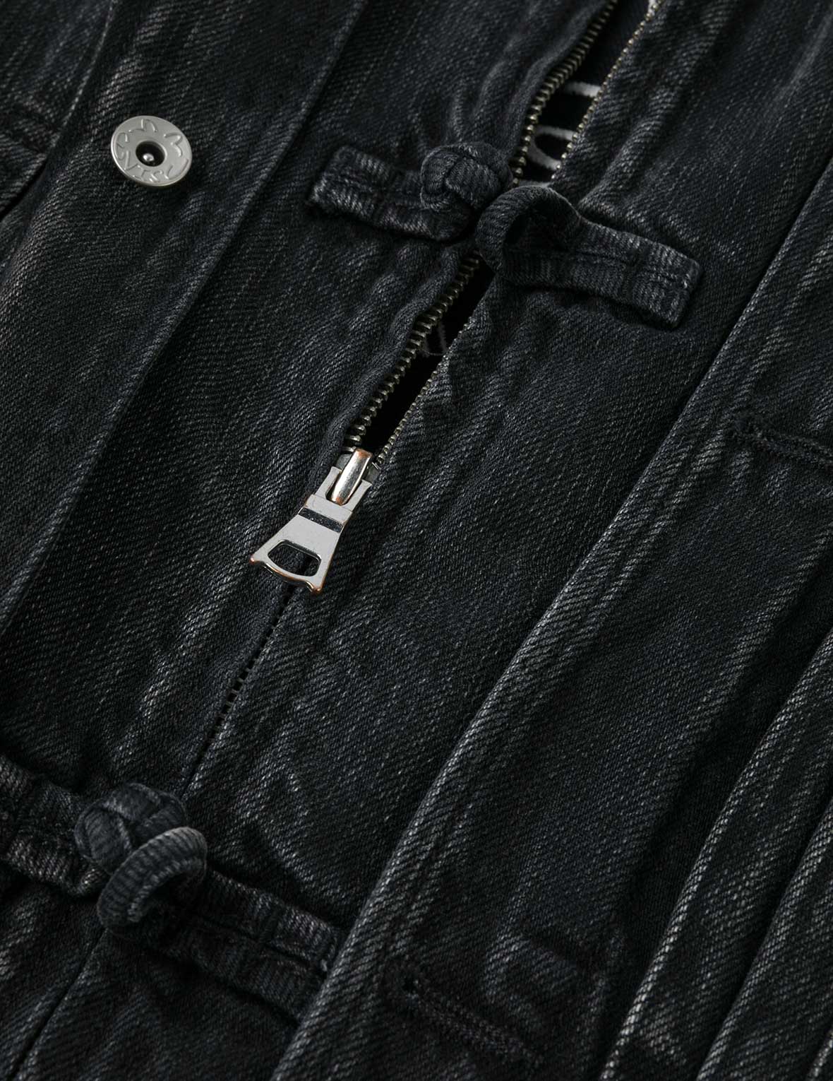 佛頭商標刺繡超寬版中國風水洗牛仔外套