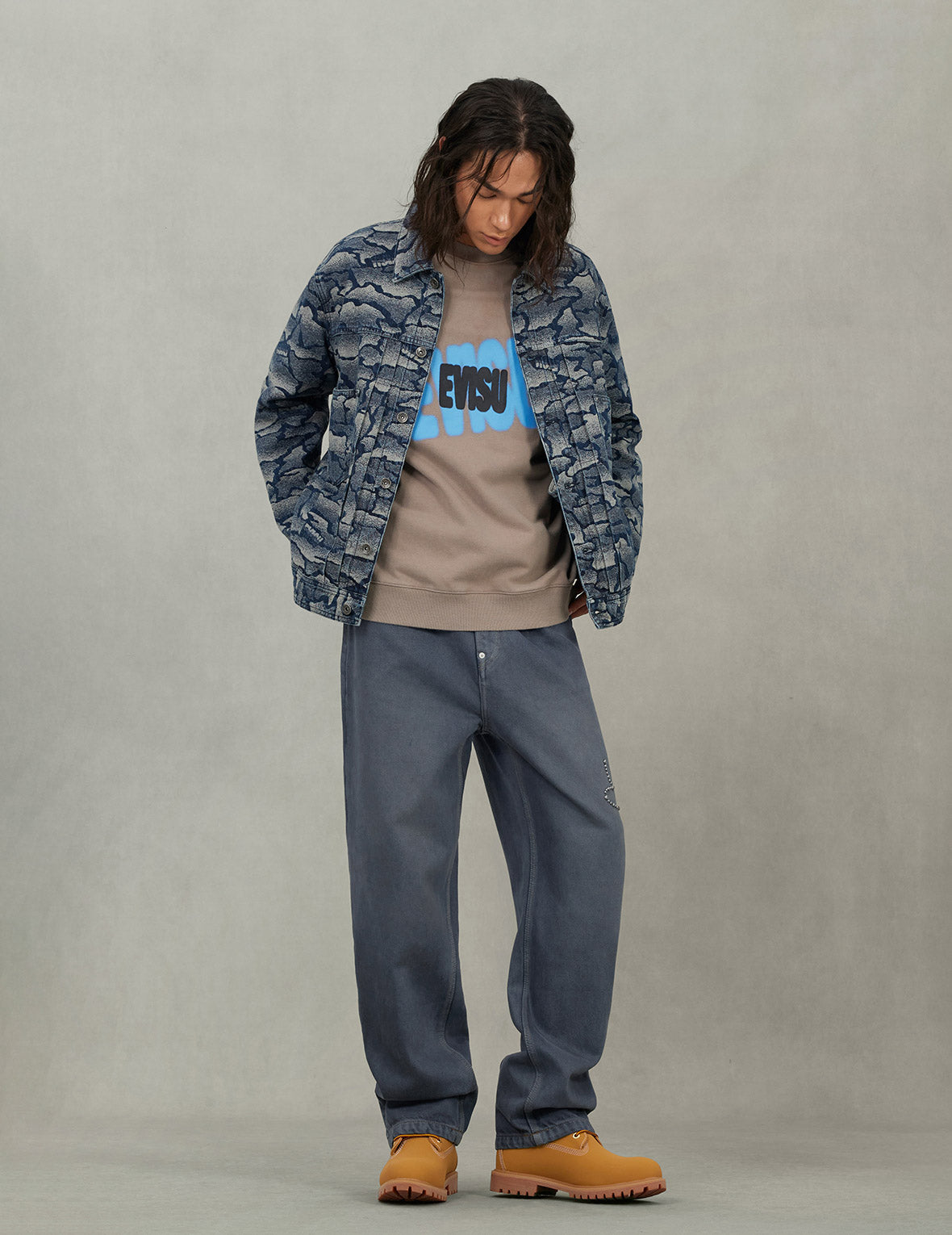 Allover Ishigaki Camouflage Jacquard Regular Fit Denim Jacket