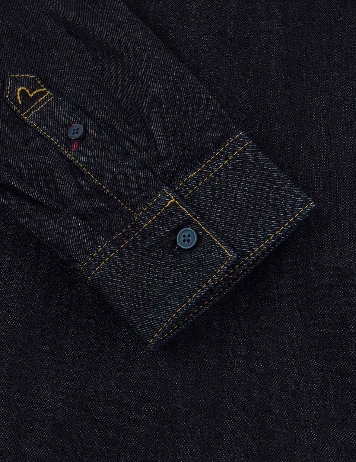 Seagull Embroidery Regular Fit Denim Long-sleeve Shirt