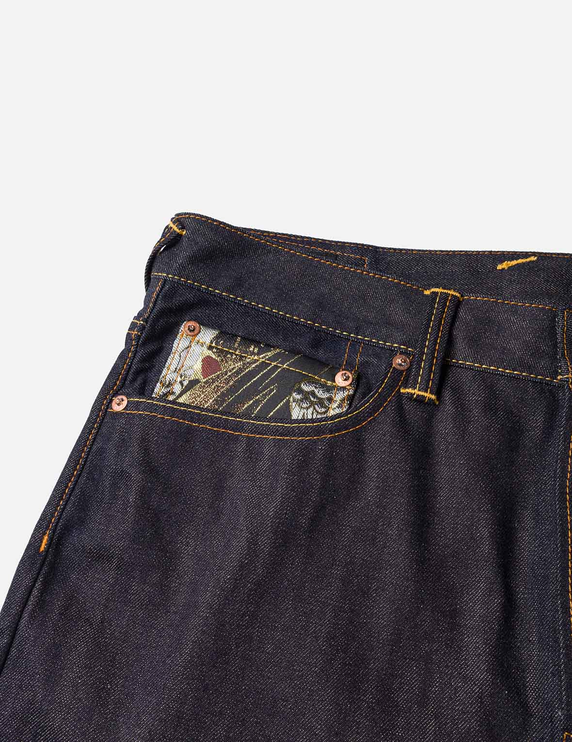 Brocade Inserted Daicock with Logo Embroidery Regular Fit Jeans #2020