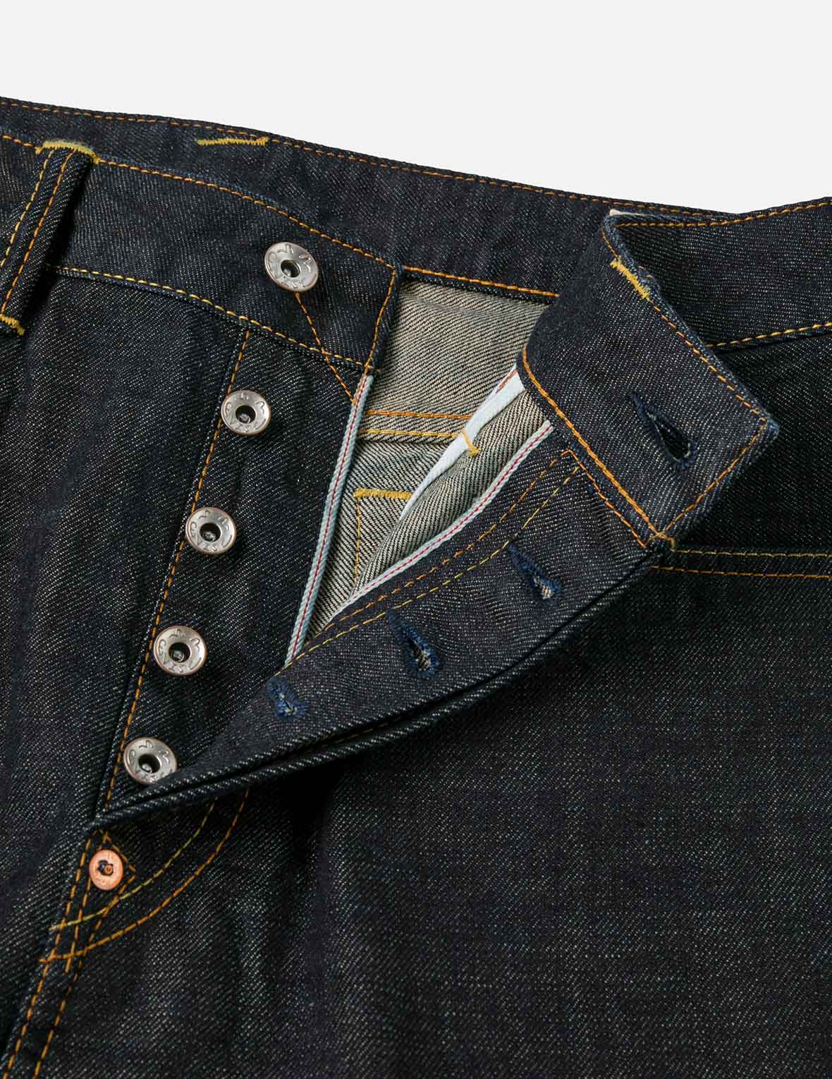 海鷗和日式寺廟刺繡常規牛仔褲 #2020