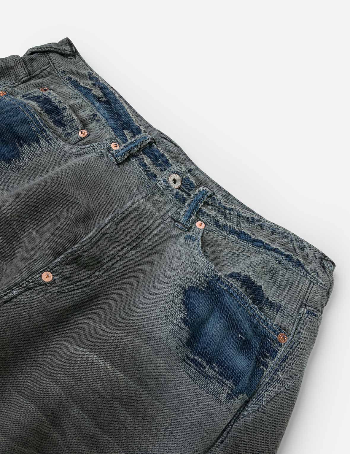 Washed Distressed Seagull Print 3D Cut Jeans