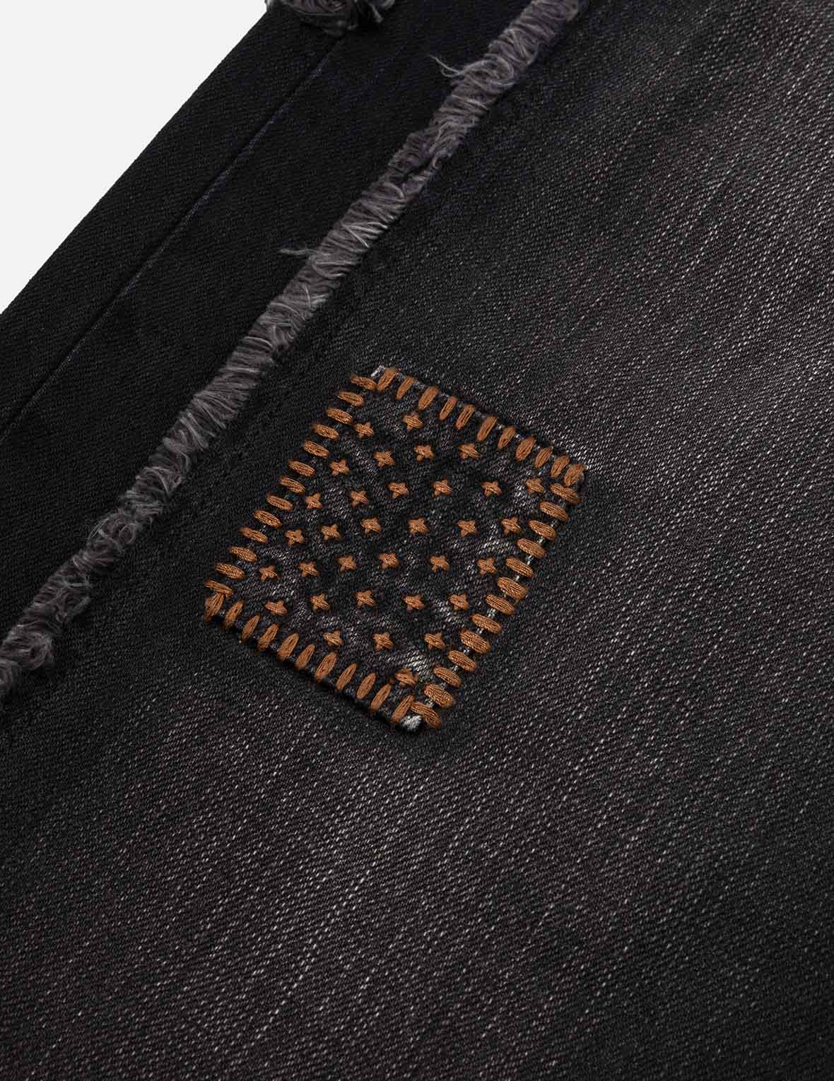 Washed Deconstructed Sashiko Relax Fit Jeans #2030