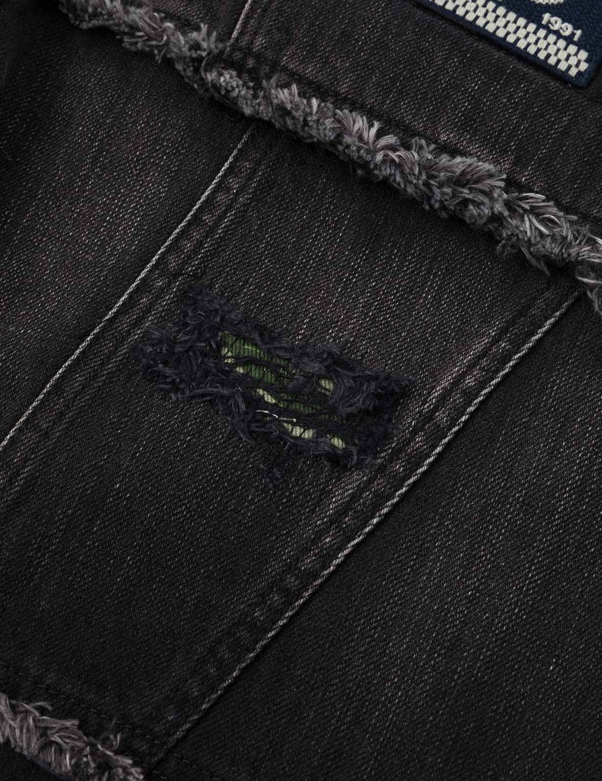 Washed Deconstructed Sashiko Relax Fit Jeans #2030