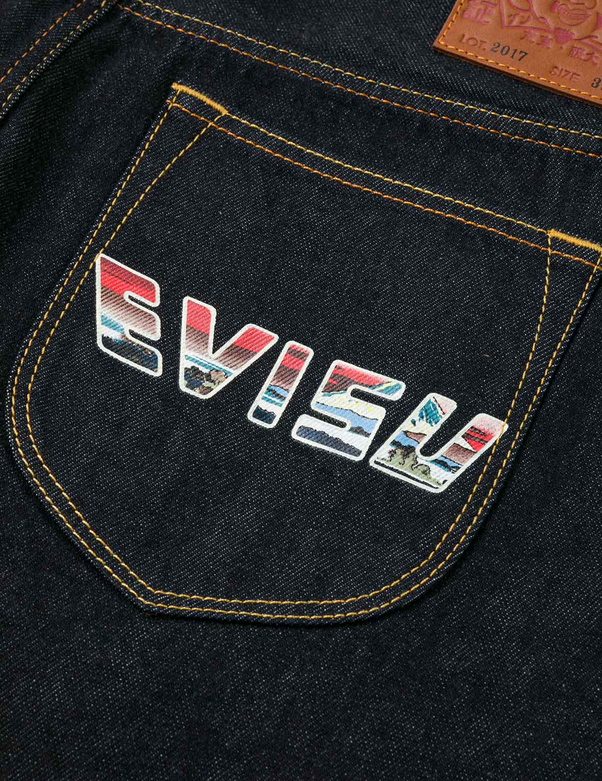 佛頭舞獅和商標印花窄腳牛仔褲 #2017