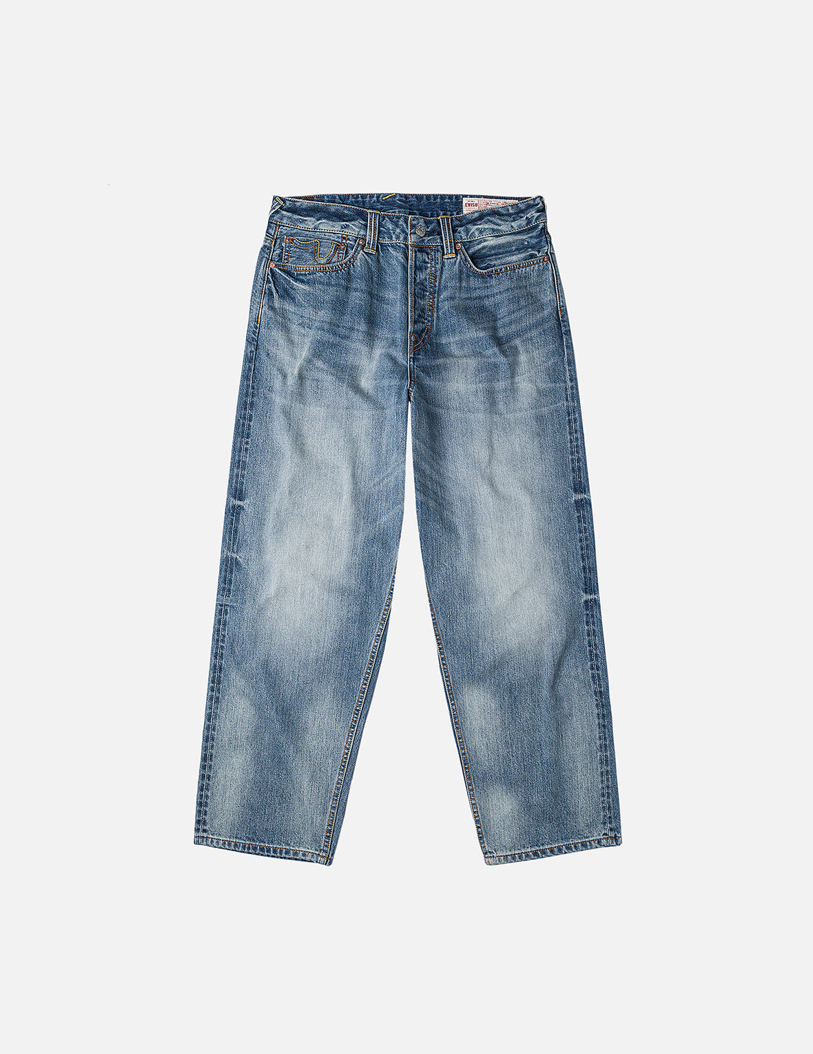 米白色大M印花寬鬆版型牛仔褲 #2038