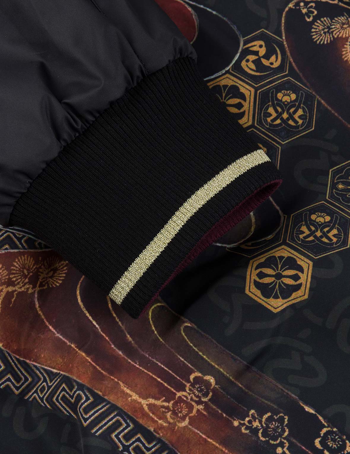 Crane and Logo Embroidery Regular Fit Reversible Bomber Jacket