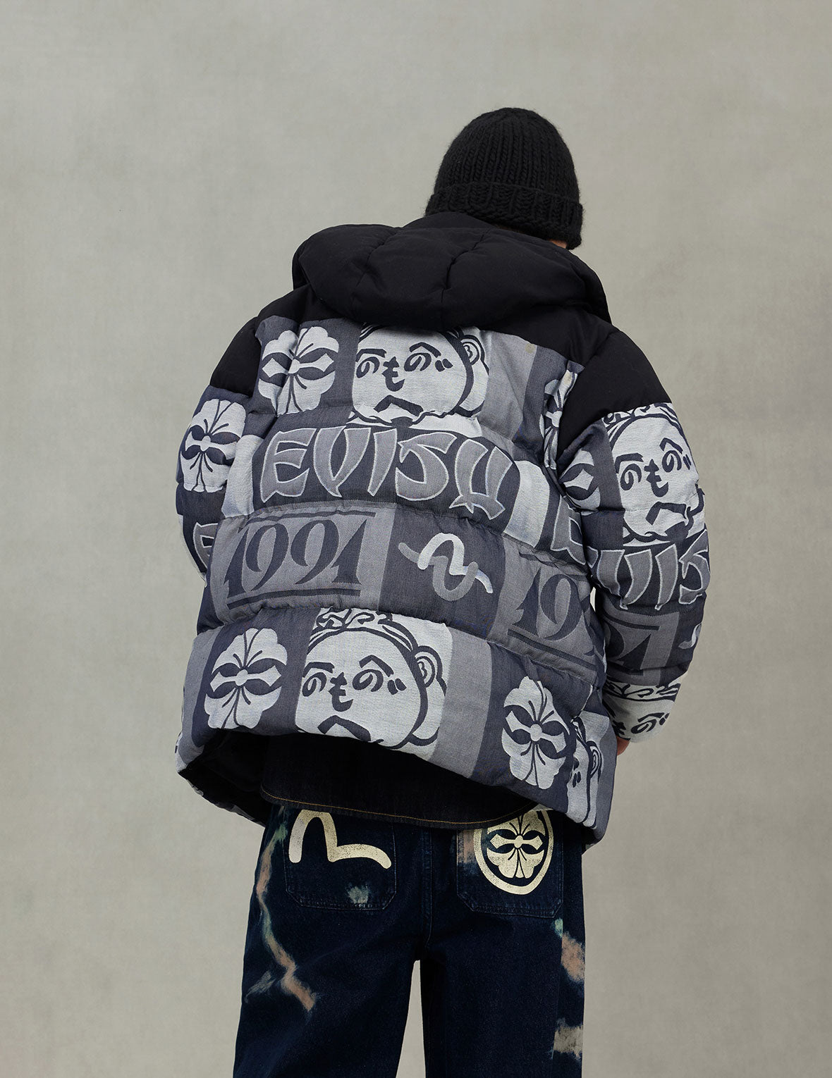 Allover Henohenomohe Godhead Jacquard Regular Fit Down Jacket