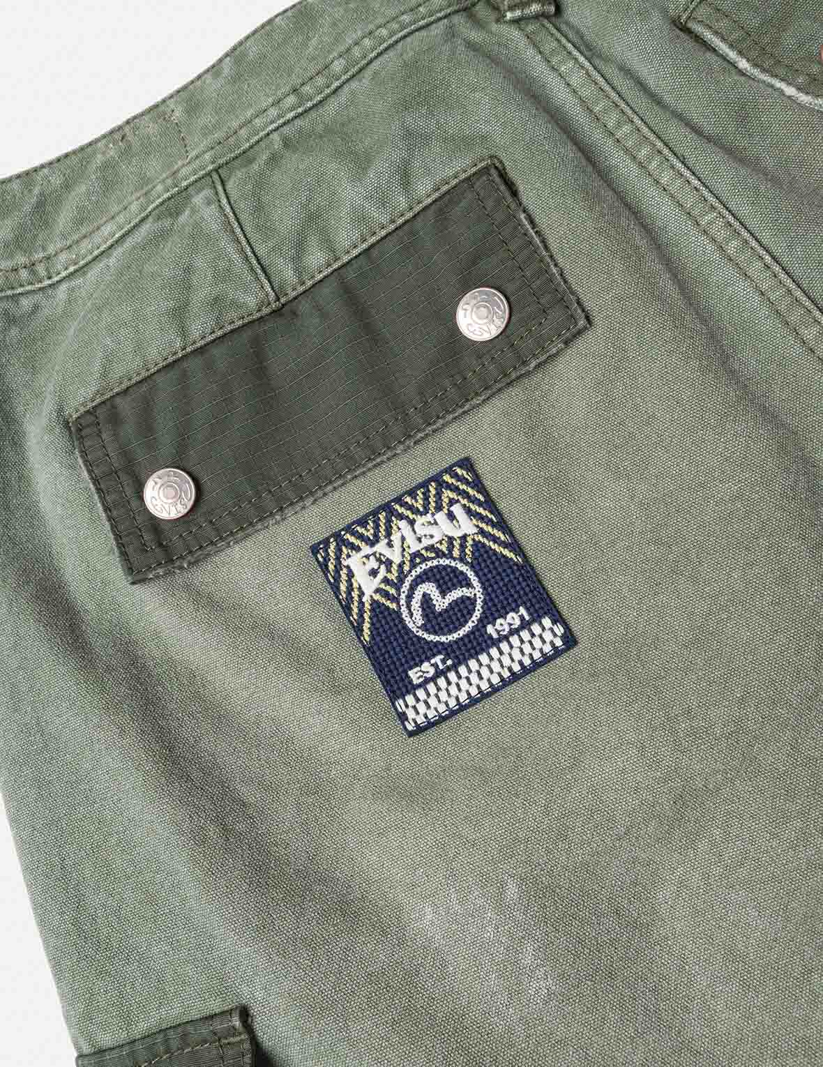 雙重海鷗印花寬版洗水梭織束口工裝褲