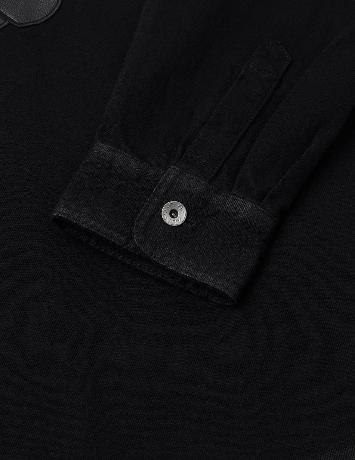 家花和海鷗貼布常規版型牛仔外套襯衣