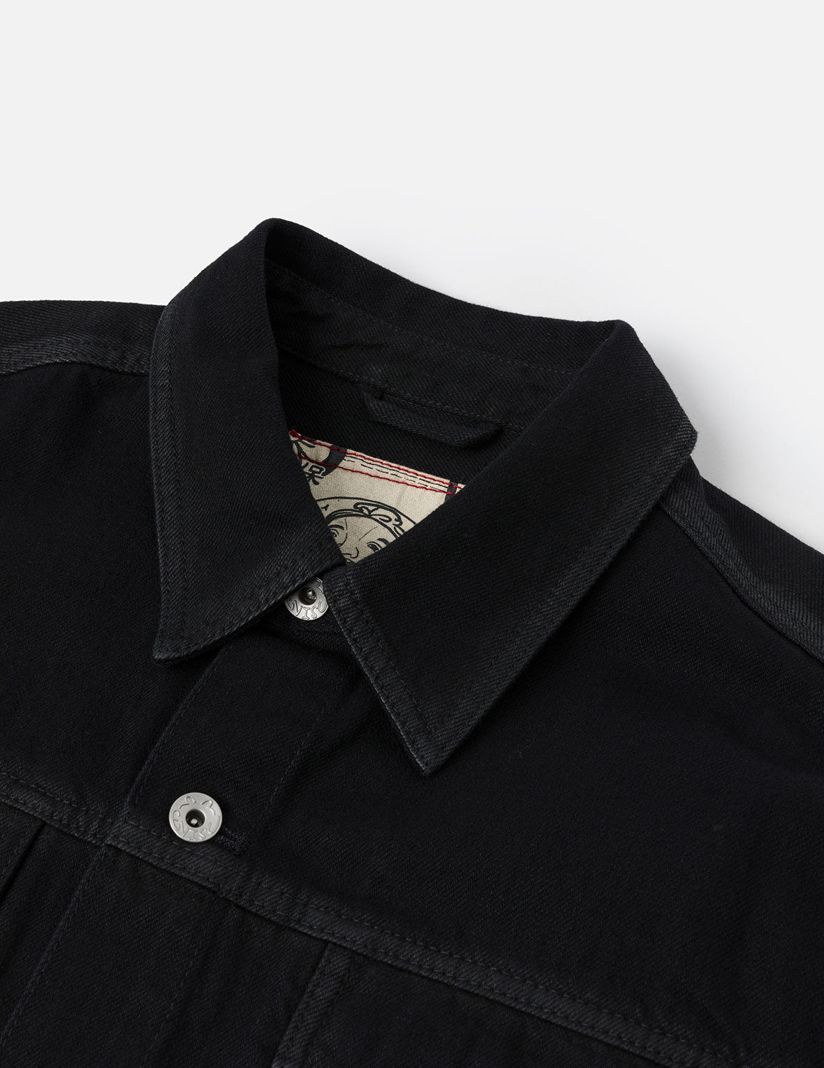 家花和海鷗貼布常規版型牛仔外套襯衣