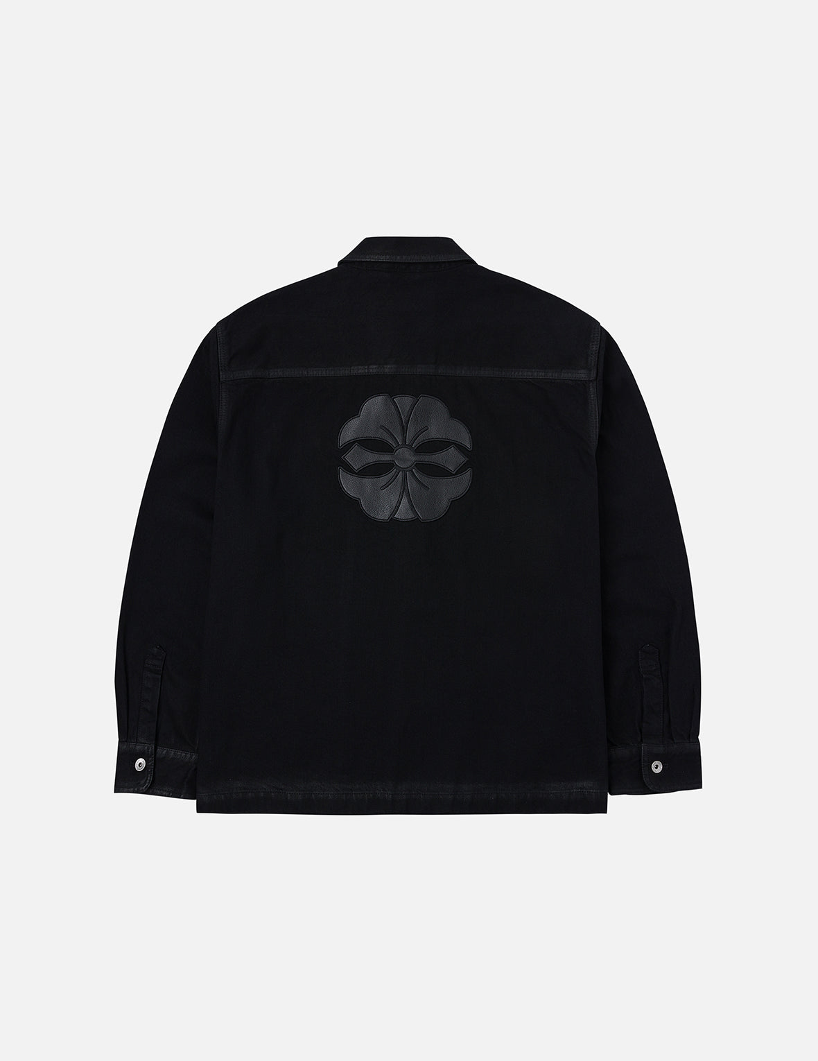 家花和海鷗貼布常規版型牛仔外套襯衣