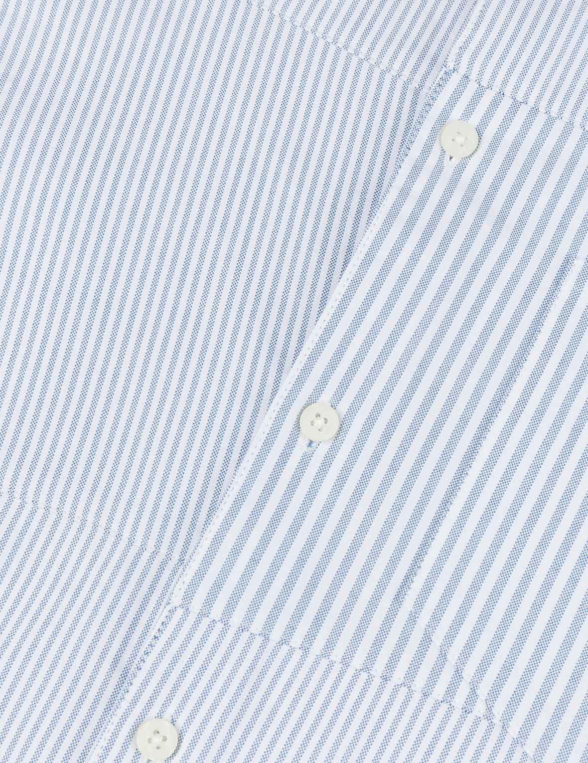 Deconstructed Seagull Embroidery Relax Fit Striped Shirt
