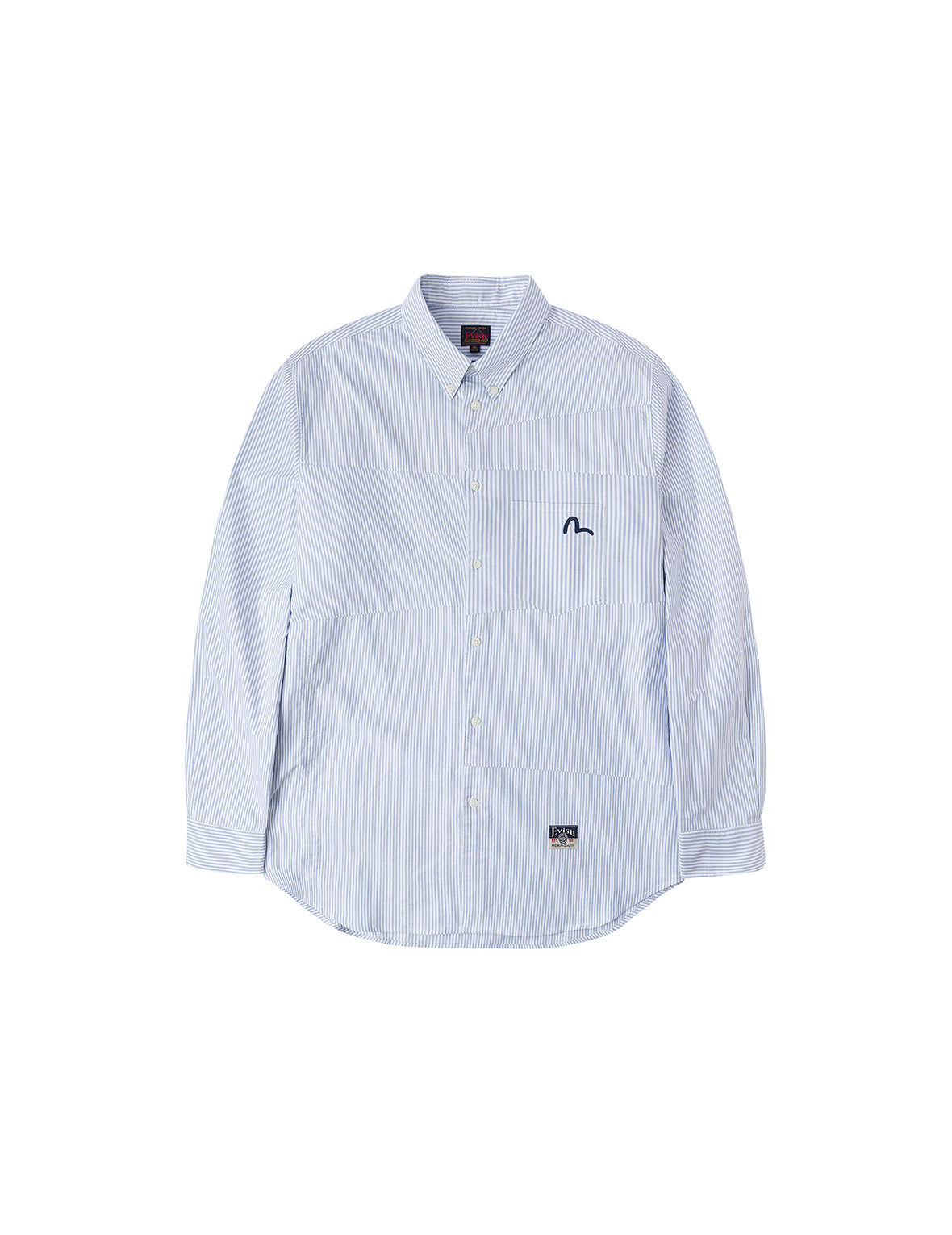Deconstructed Seagull Embroidery Relax Fit Striped Shirt